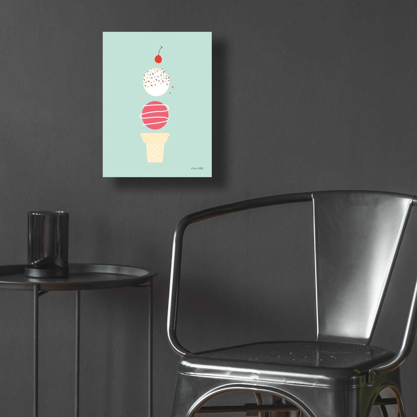 Epic Art 'Ice Cream and Cherry I' by Ann Kelle Designs, Acrylic Glass Wall Art,12x16