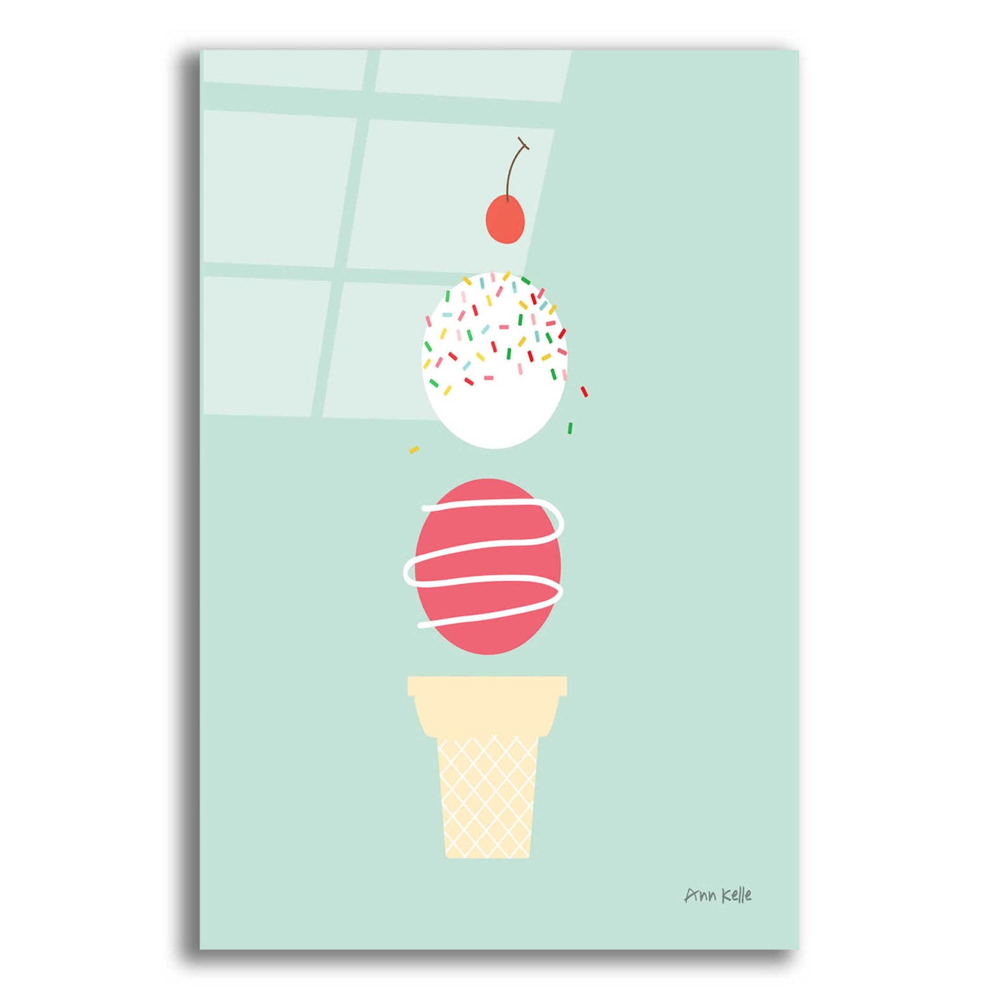 Epic Art 'Ice Cream and Cherry I' by Ann Kelle Designs, Acrylic Glass Wall Art,12x16