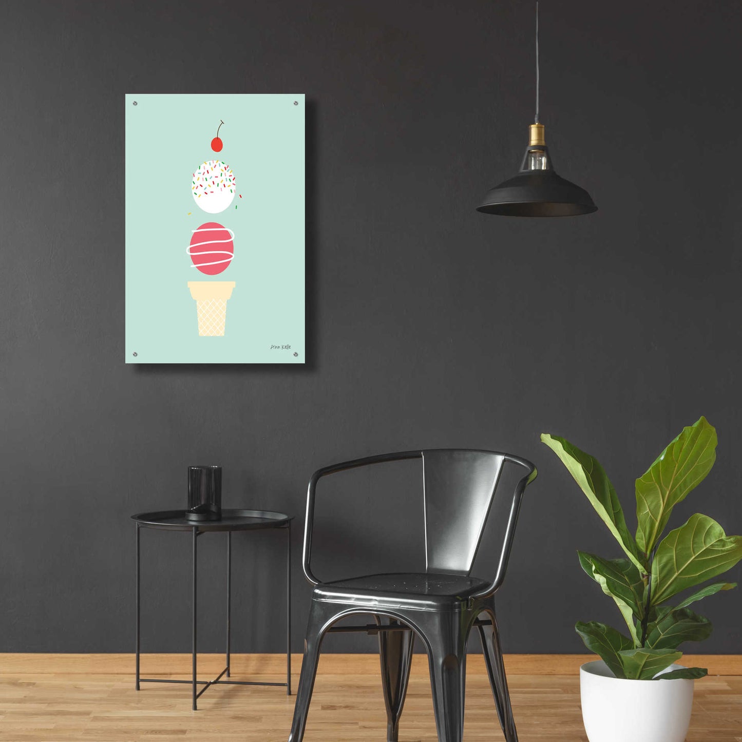 Epic Art 'Ice Cream and Cherry I' by Ann Kelle Designs, Acrylic Glass Wall Art,24x36