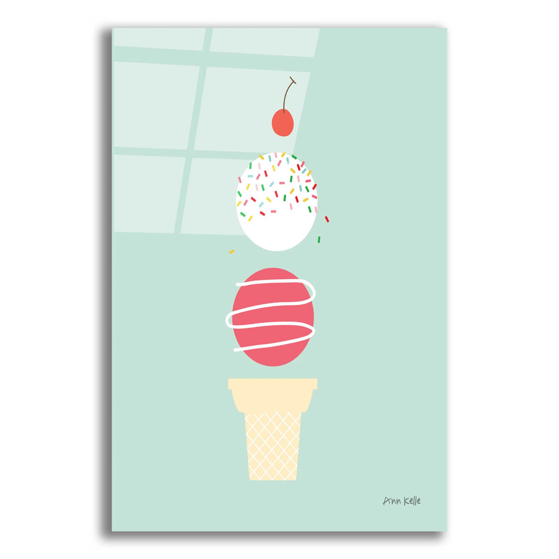 Epic Art 'Ice Cream and Cherry I' by Ann Kelle Designs, Acrylic Glass Wall Art