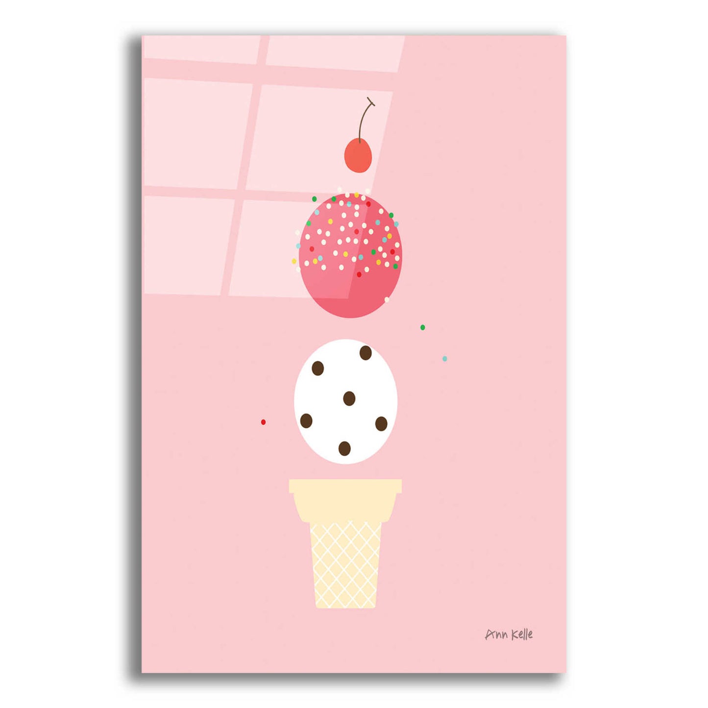 Epic Art 'Ice Cream and Cherry II' by Ann Kelle Designs, Acrylic Glass Wall Art,12x16