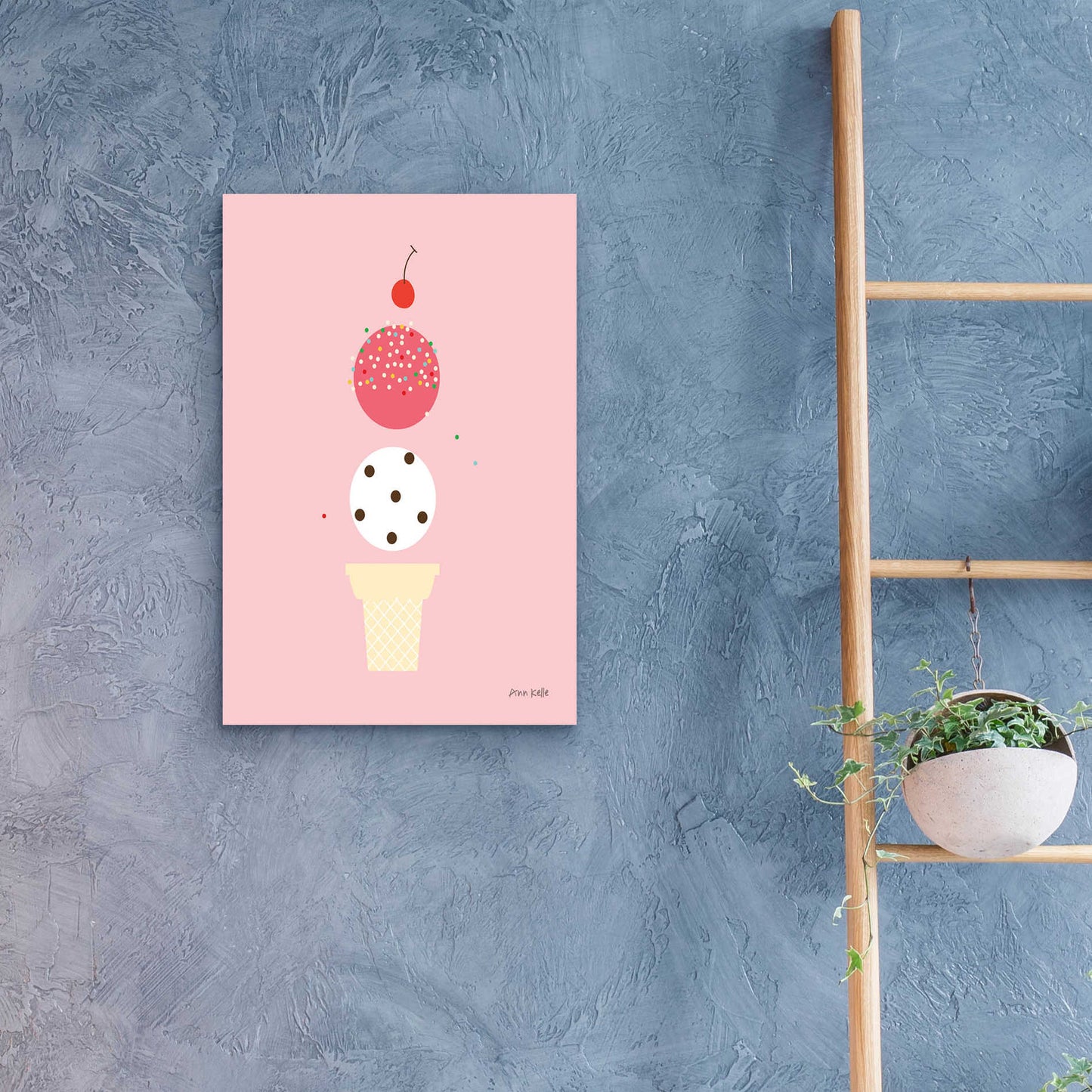 Epic Art 'Ice Cream and Cherry II' by Ann Kelle Designs, Acrylic Glass Wall Art,16x24