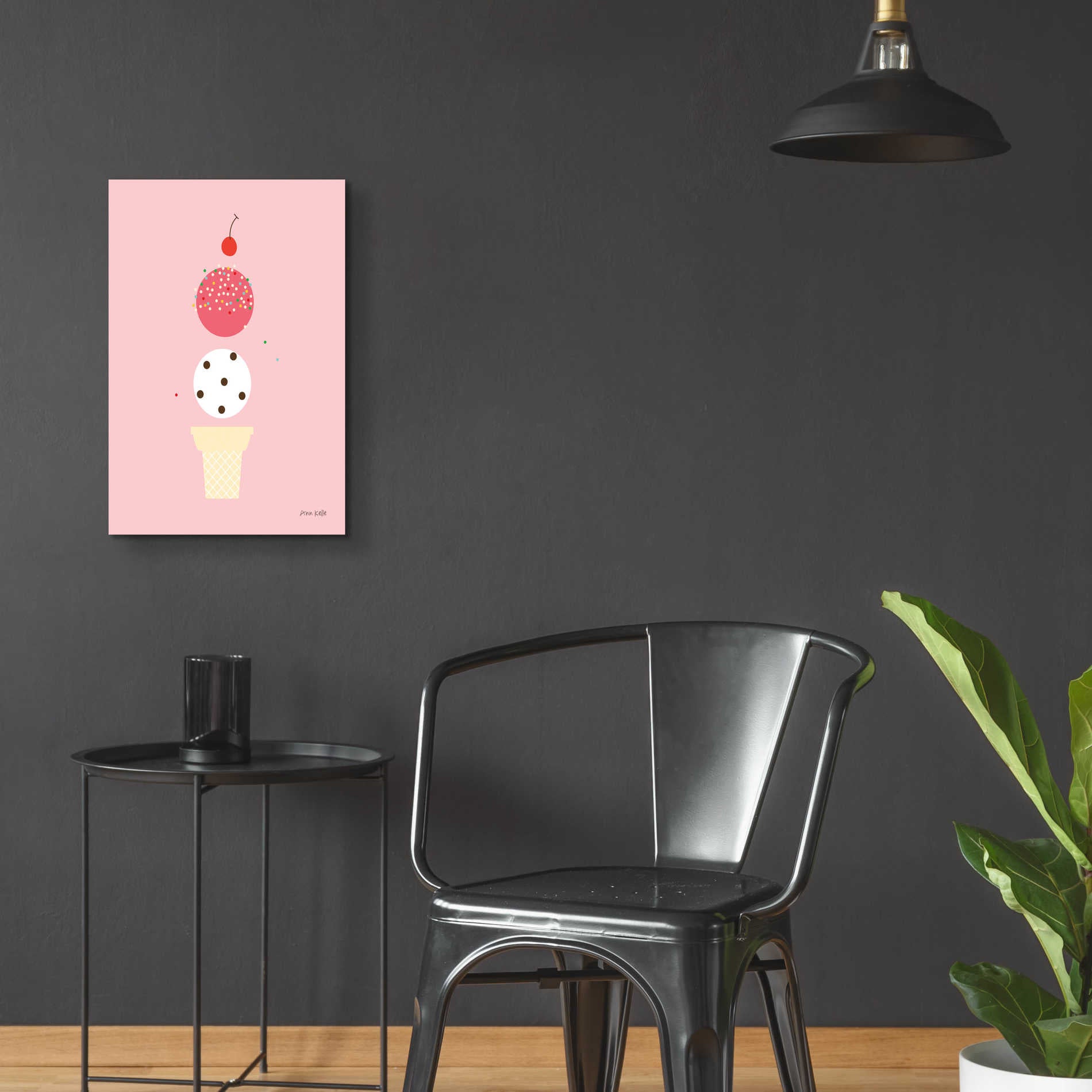 Epic Art 'Ice Cream and Cherry II' by Ann Kelle Designs, Acrylic Glass Wall Art,16x24