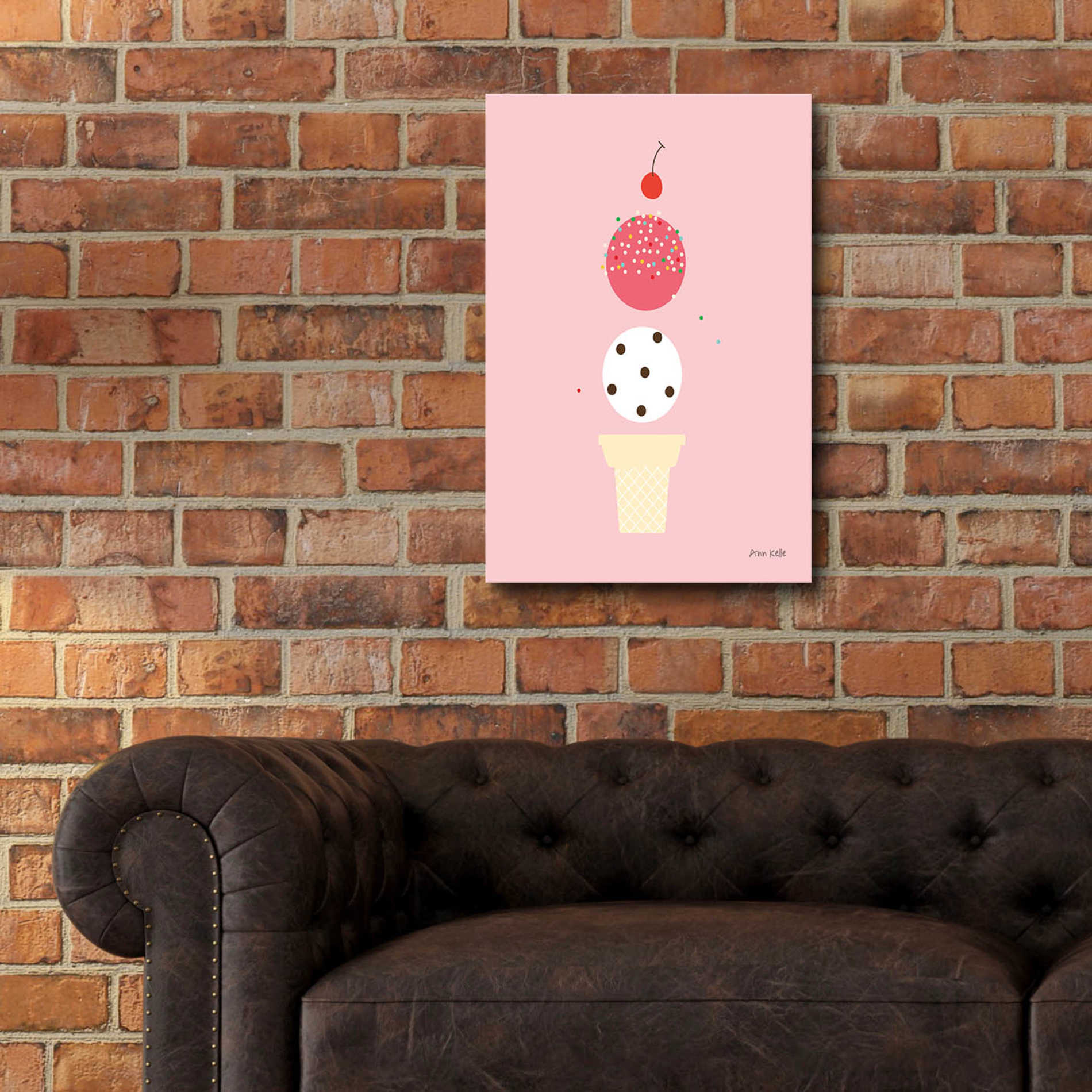 Epic Art 'Ice Cream and Cherry II' by Ann Kelle Designs, Acrylic Glass Wall Art,16x24