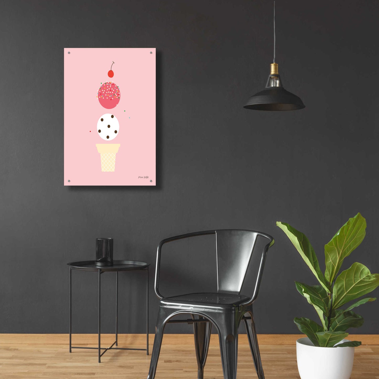 Epic Art 'Ice Cream and Cherry II' by Ann Kelle Designs, Acrylic Glass Wall Art,24x36