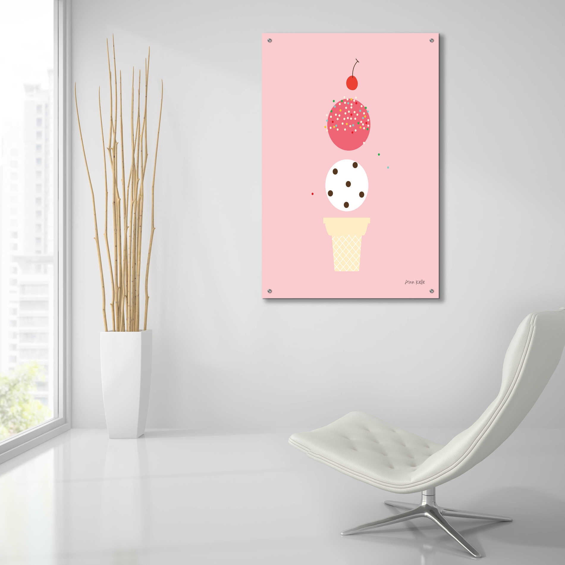 Epic Art 'Ice Cream and Cherry II' by Ann Kelle Designs, Acrylic Glass Wall Art,24x36