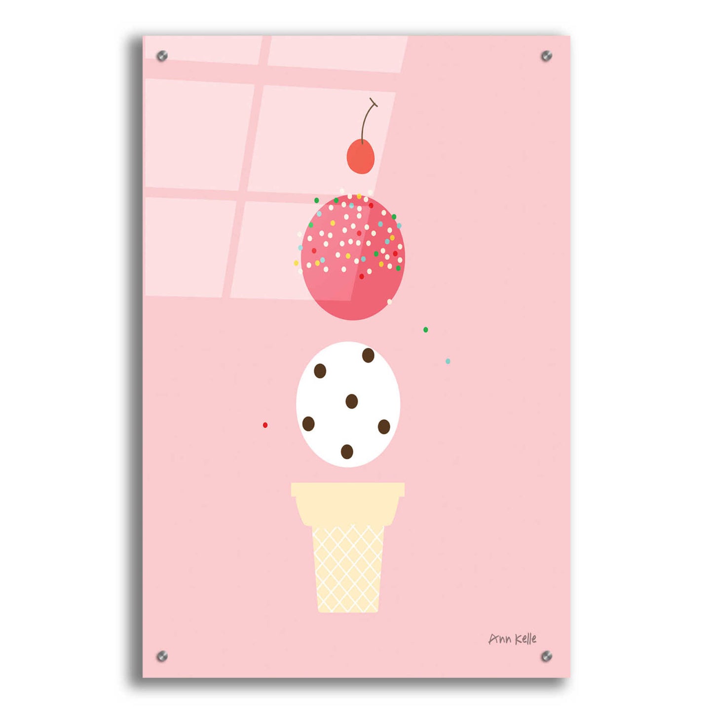 Epic Art 'Ice Cream and Cherry II' by Ann Kelle Designs, Acrylic Glass Wall Art,24x36