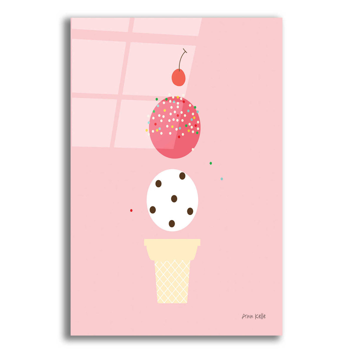 Epic Art 'Ice Cream and Cherry II' by Ann Kelle Designs, Acrylic Glass Wall Art