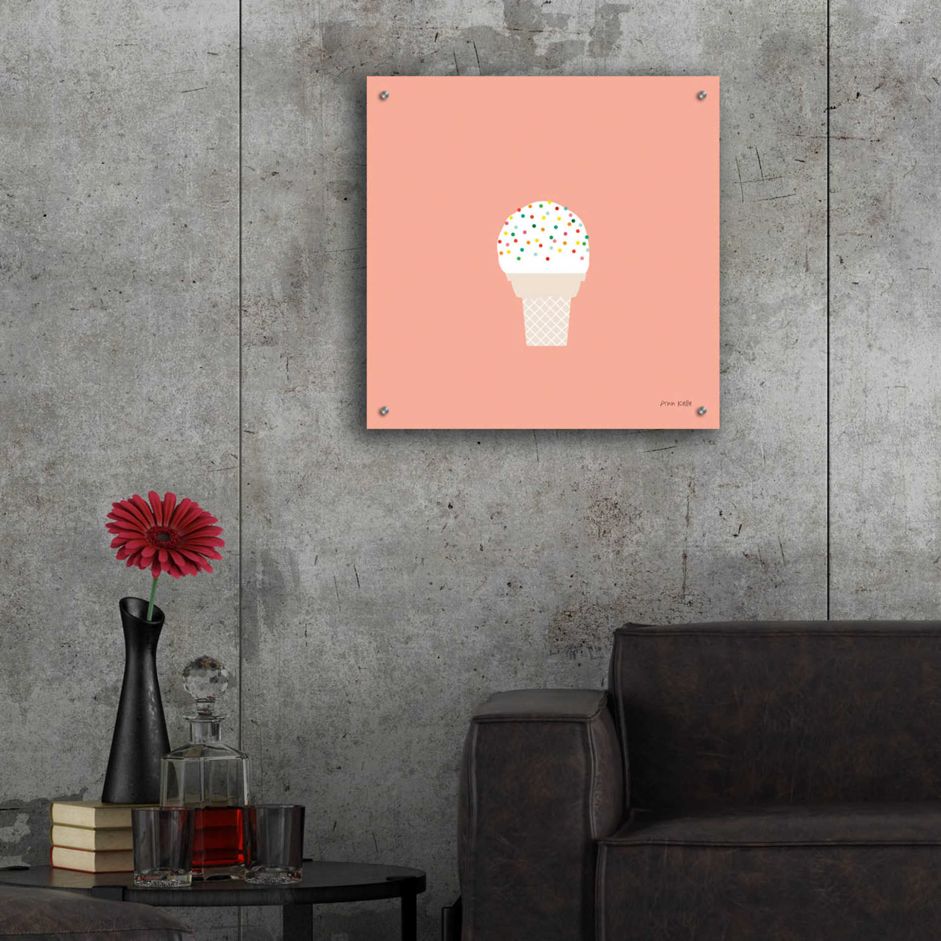Epic Art 'Ice Cream Cone I' by Ann Kelle Designs, Acrylic Glass Wall Art,24x24