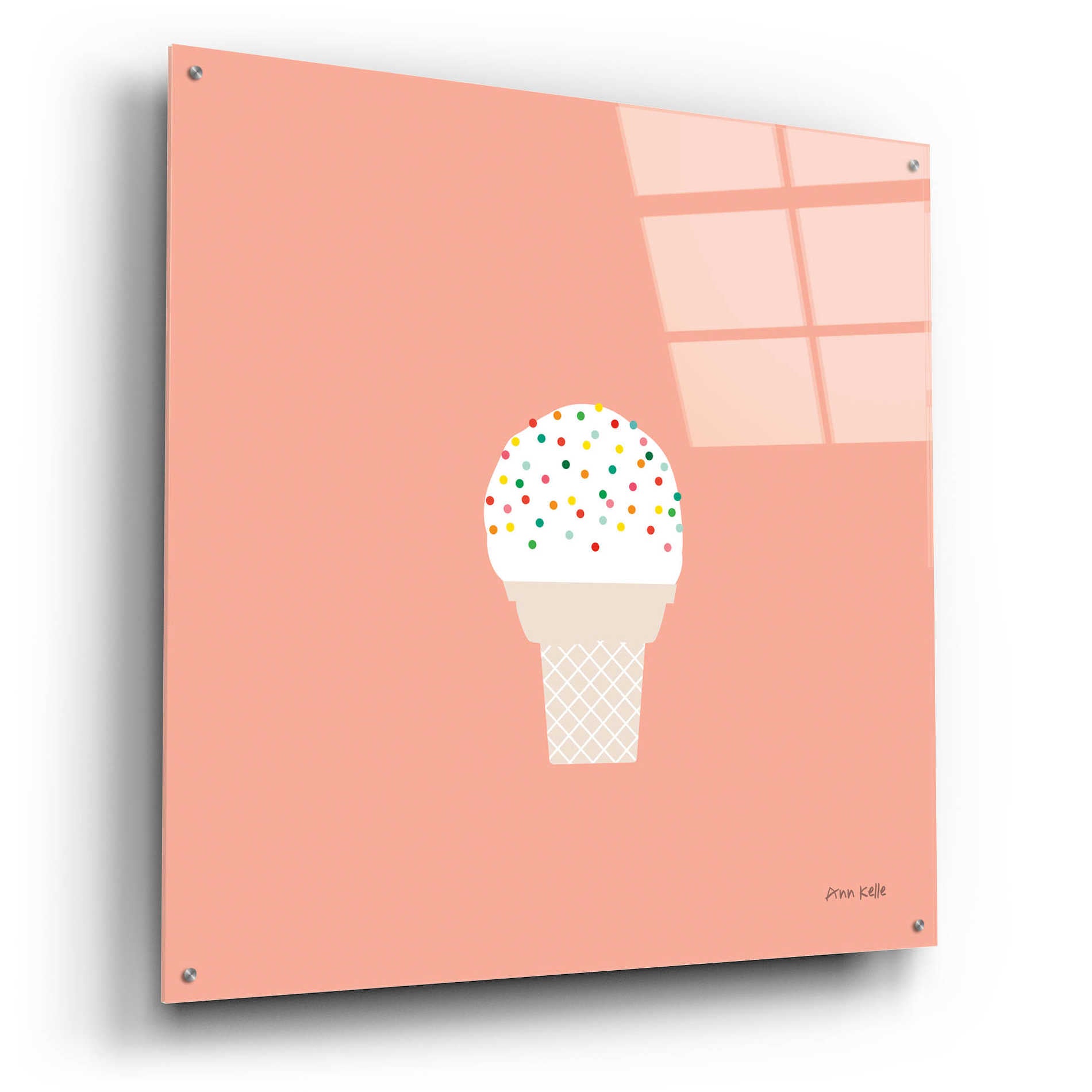 Epic Art 'Ice Cream Cone I' by Ann Kelle Designs, Acrylic Glass Wall Art,36x36
