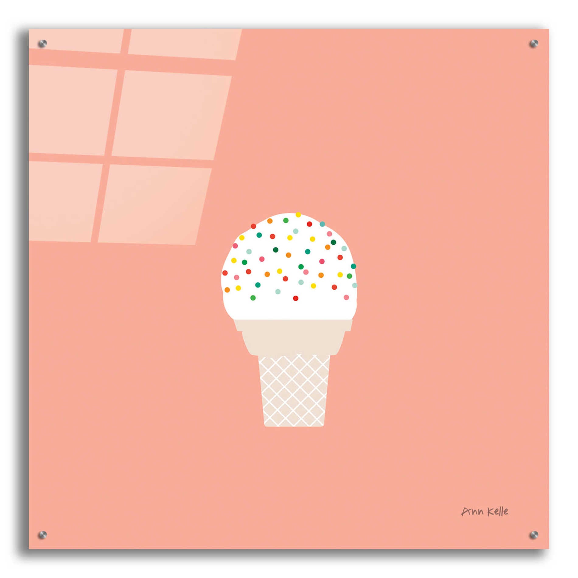 Epic Art 'Ice Cream Cone I' by Ann Kelle Designs, Acrylic Glass Wall Art,36x36