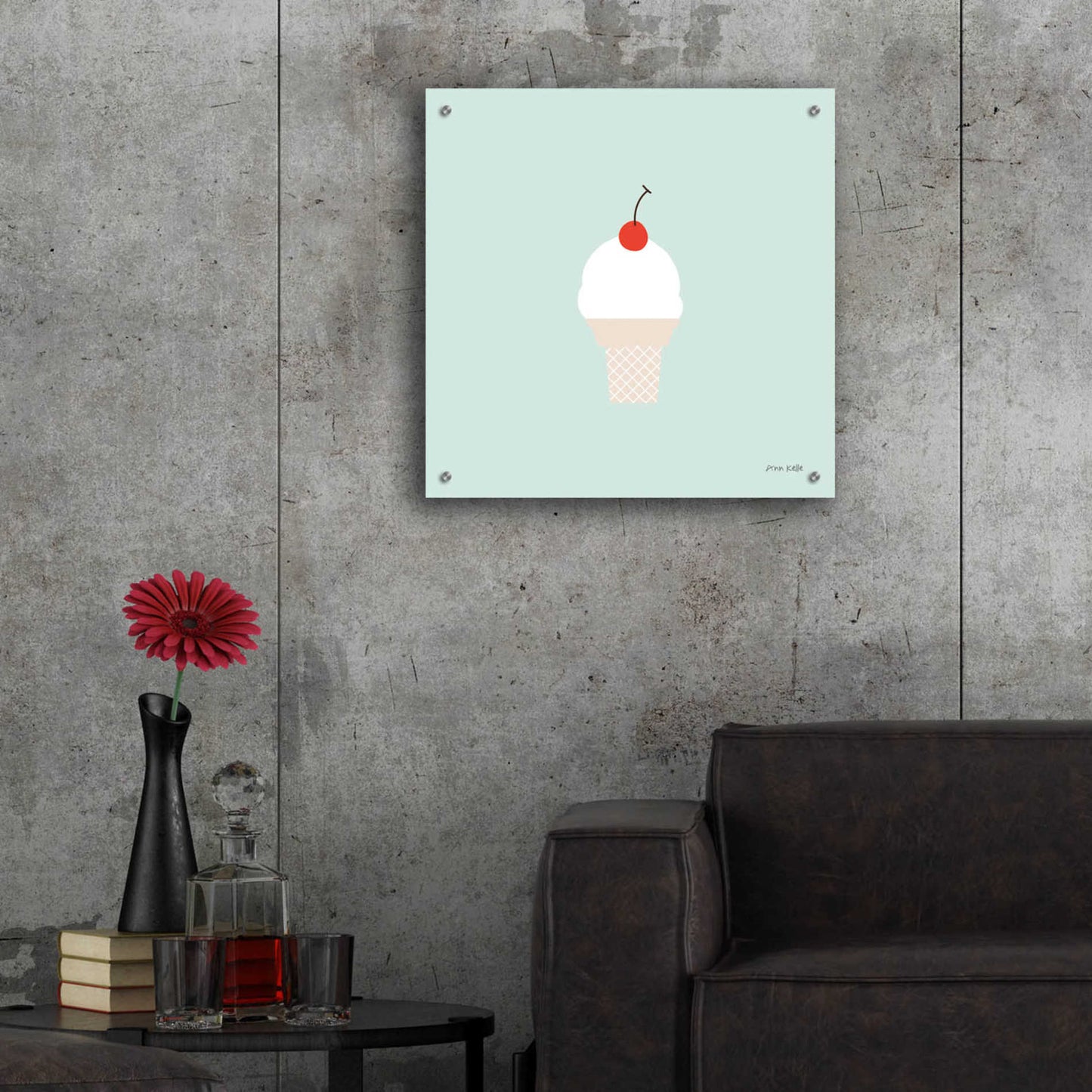 Epic Art 'Ice Cream Cone II' by Ann Kelle Designs, Acrylic Glass Wall Art,24x24