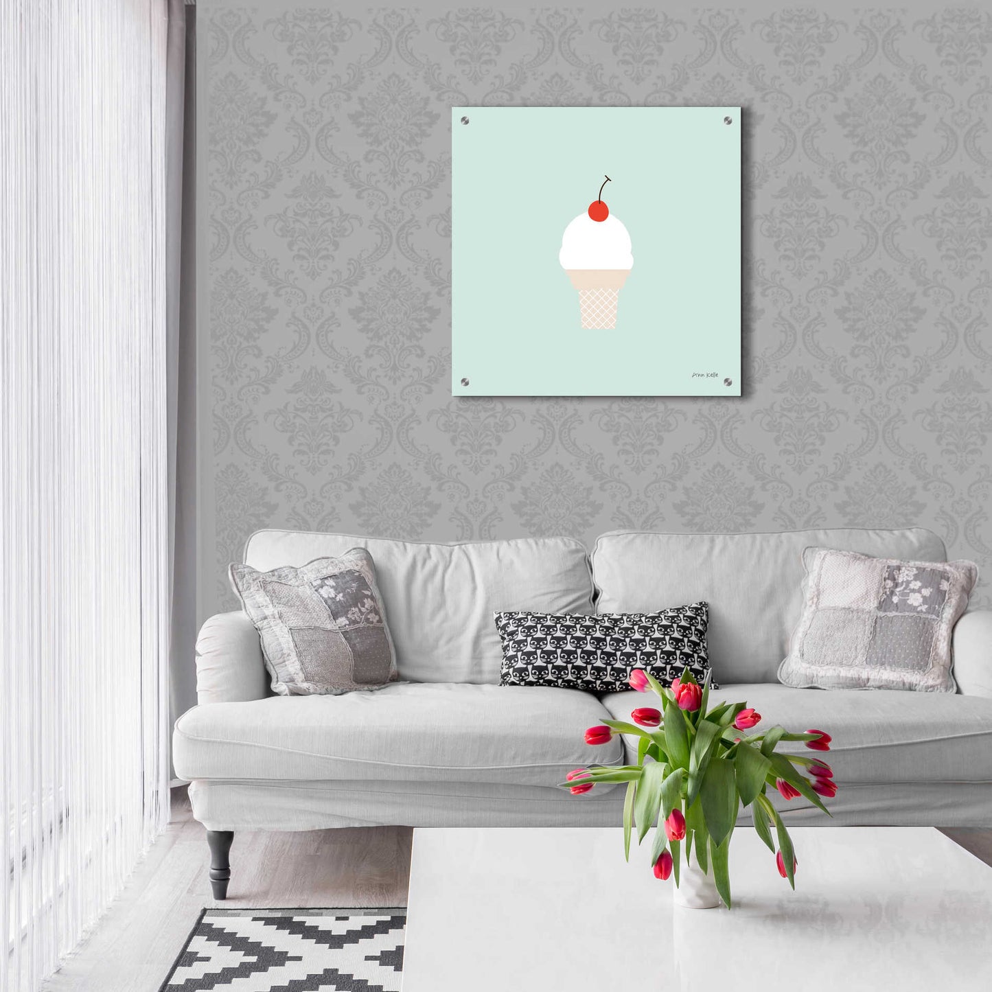 Epic Art 'Ice Cream Cone II' by Ann Kelle Designs, Acrylic Glass Wall Art,24x24