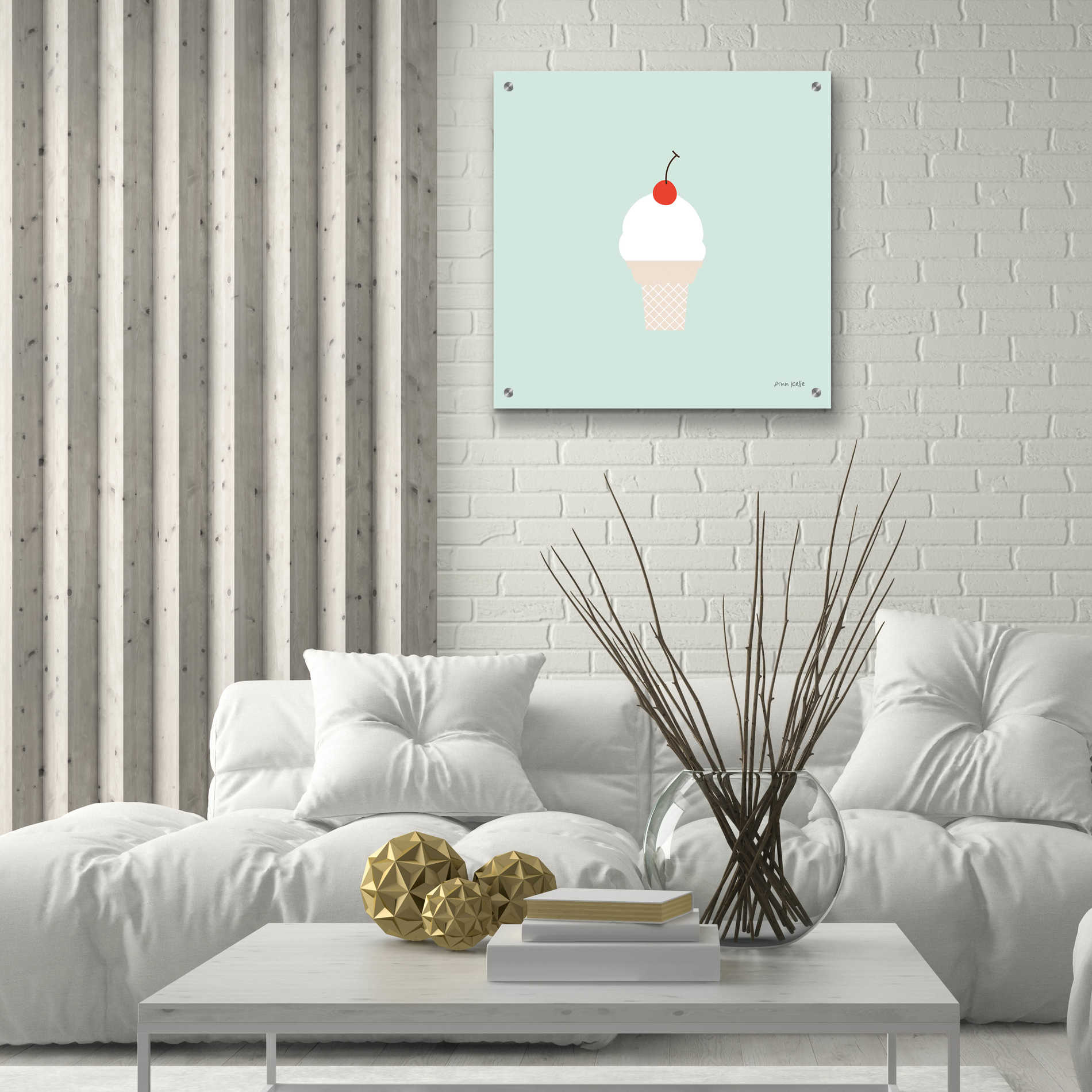 Epic Art 'Ice Cream Cone II' by Ann Kelle Designs, Acrylic Glass Wall Art,24x24