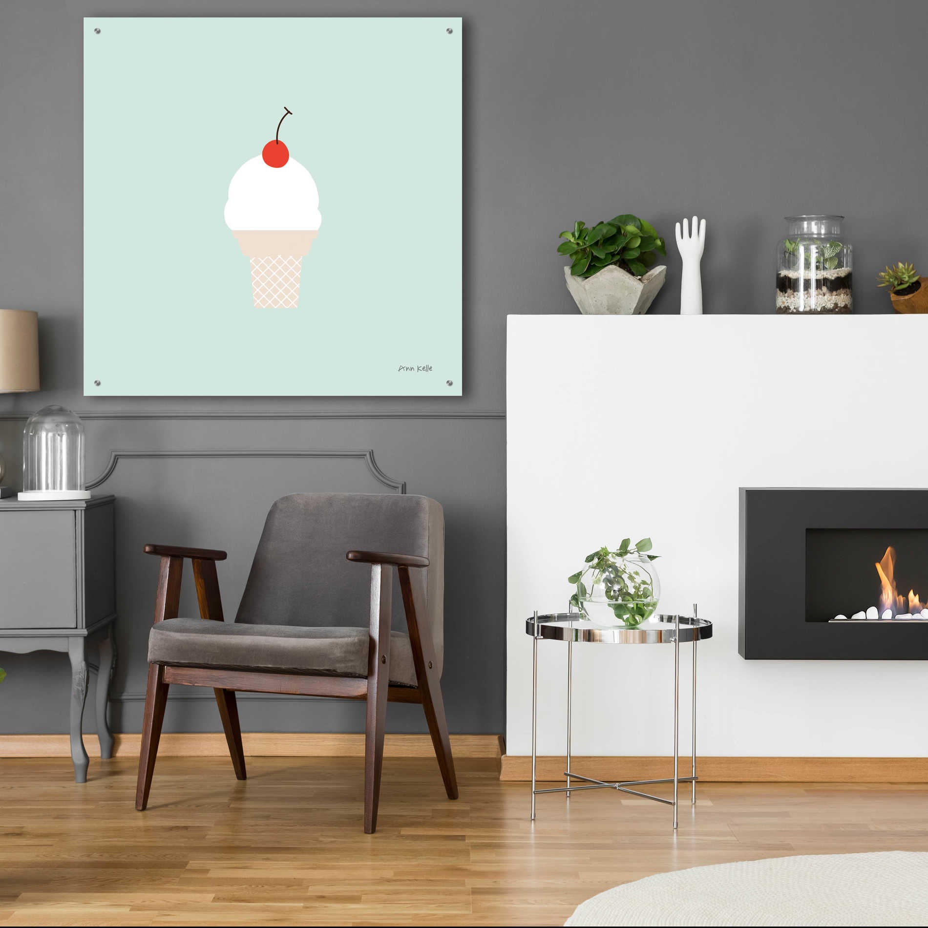 Epic Art 'Ice Cream Cone II' by Ann Kelle Designs, Acrylic Glass Wall Art,36x36