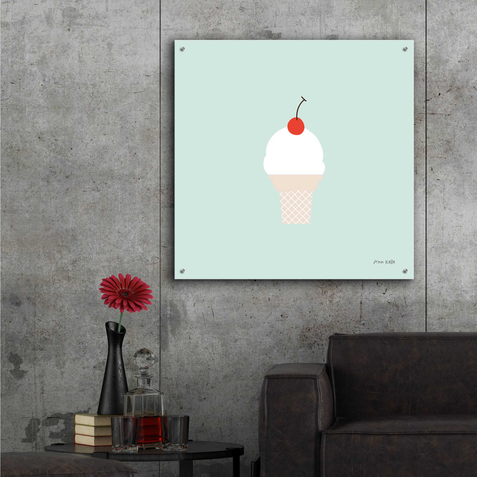 Epic Art 'Ice Cream Cone II' by Ann Kelle Designs, Acrylic Glass Wall Art,36x36