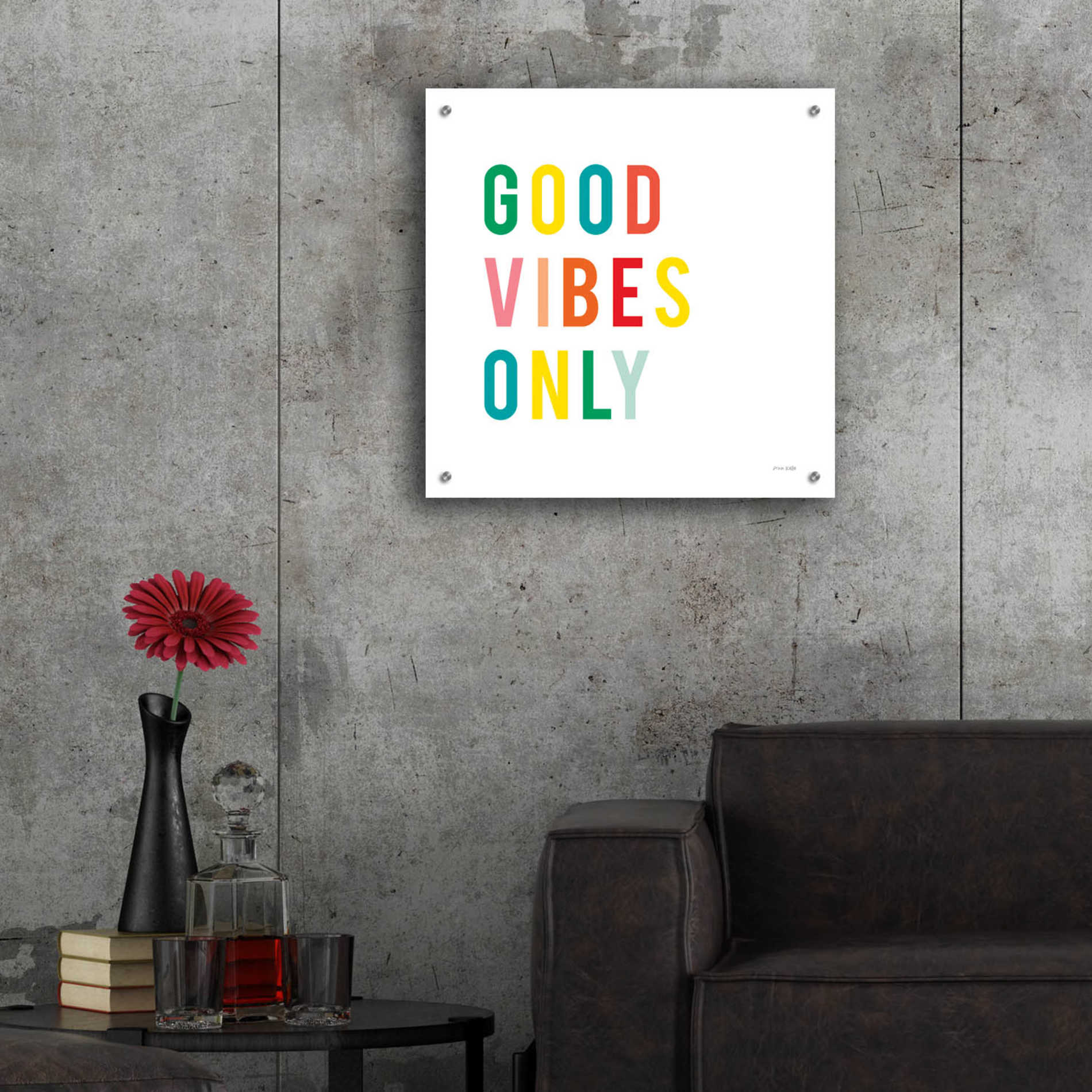 Epic Art 'Good Vibes Only' by Ann Kelle Designs, Acrylic Glass Wall Art,24x24