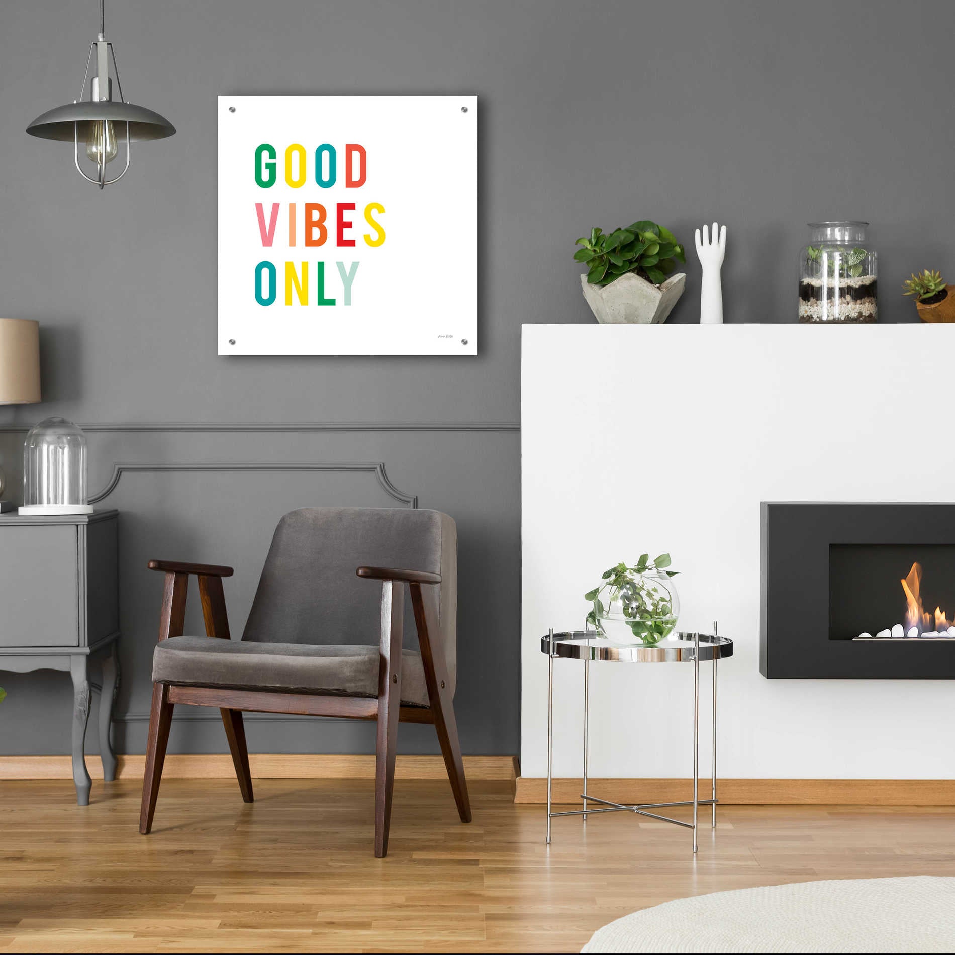 Epic Art 'Good Vibes Only' by Ann Kelle Designs, Acrylic Glass Wall Art,24x24