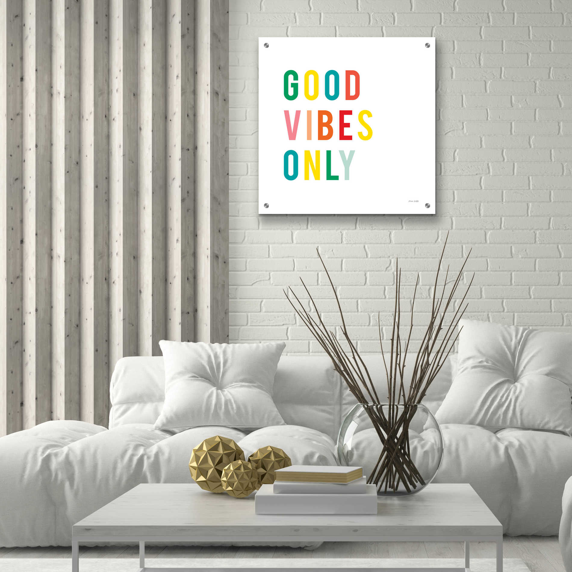 Epic Art 'Good Vibes Only' by Ann Kelle Designs, Acrylic Glass Wall Art,24x24