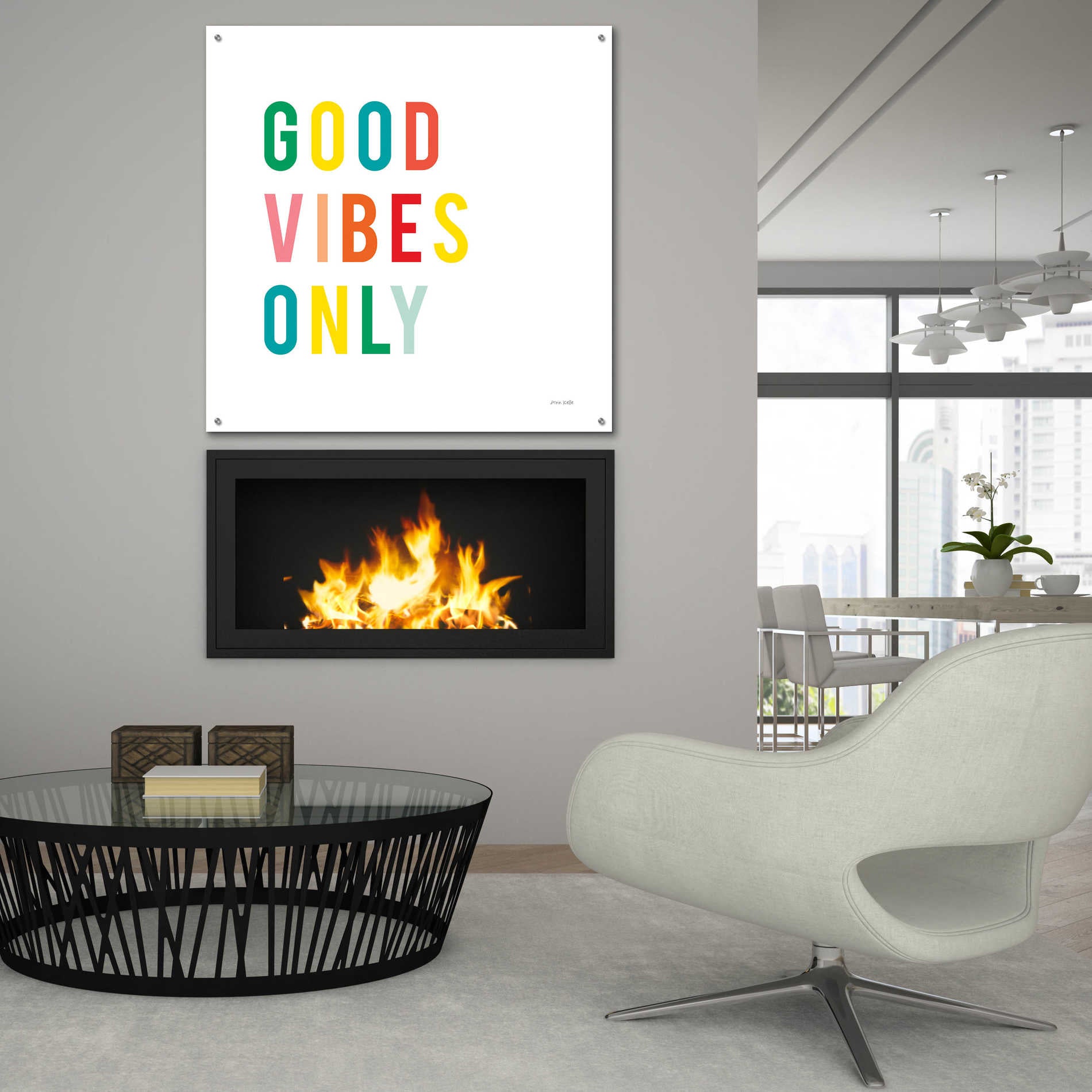 Epic Art 'Good Vibes Only' by Ann Kelle Designs, Acrylic Glass Wall Art,36x36