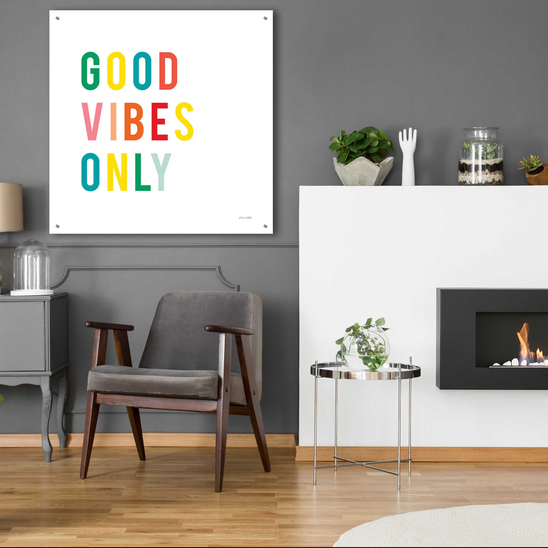 Epic Art 'Good Vibes Only' by Ann Kelle Designs, Acrylic Glass Wall Art,36x36