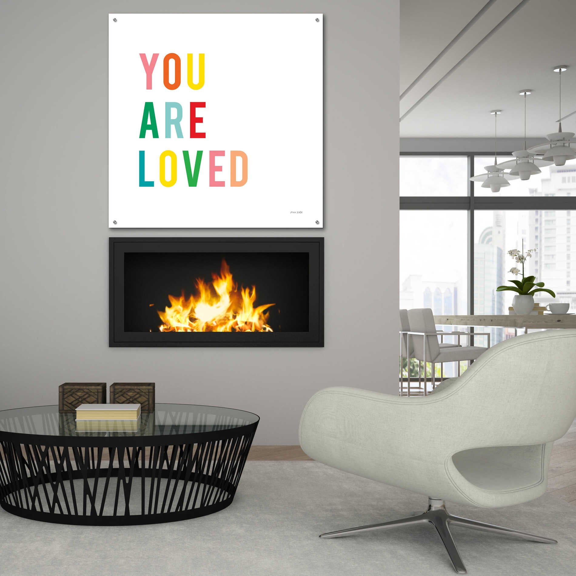 Epic Art 'You are Loved' by Ann Kelle Designs, Acrylic Glass Wall Art,36x36