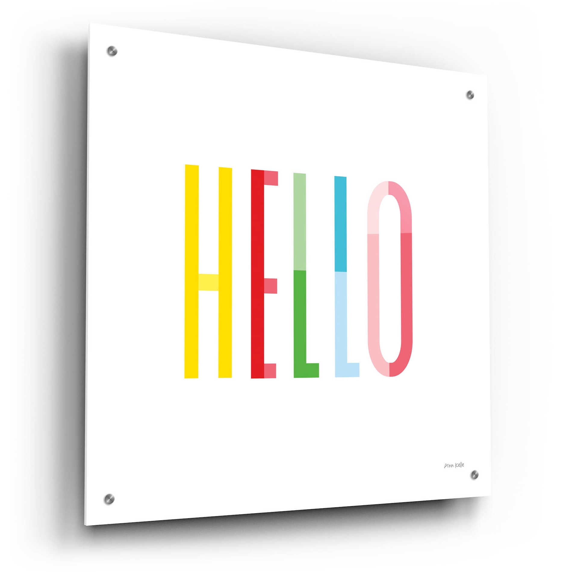 Epic Art 'Hello' by Ann Kelle Designs, Acrylic Glass Wall Art,24x24