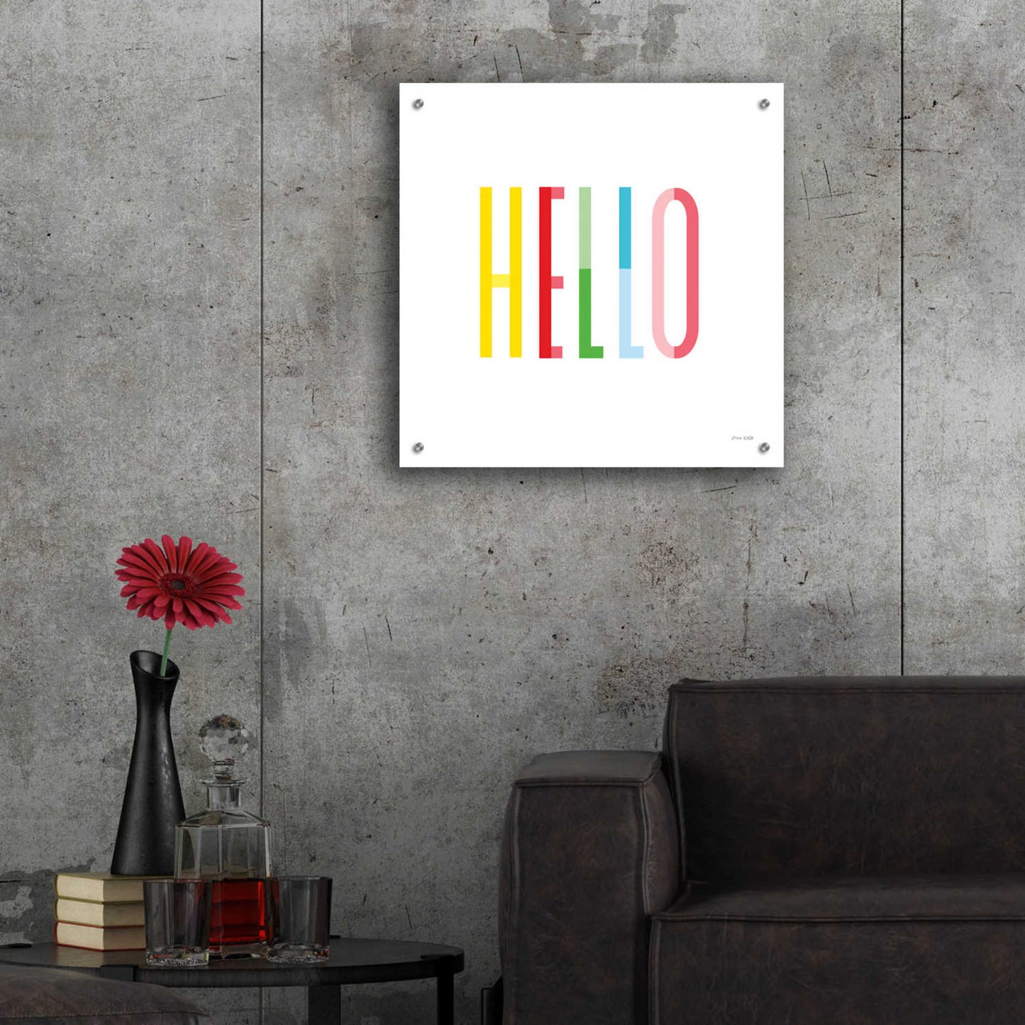 Epic Art 'Hello' by Ann Kelle Designs, Acrylic Glass Wall Art,24x24