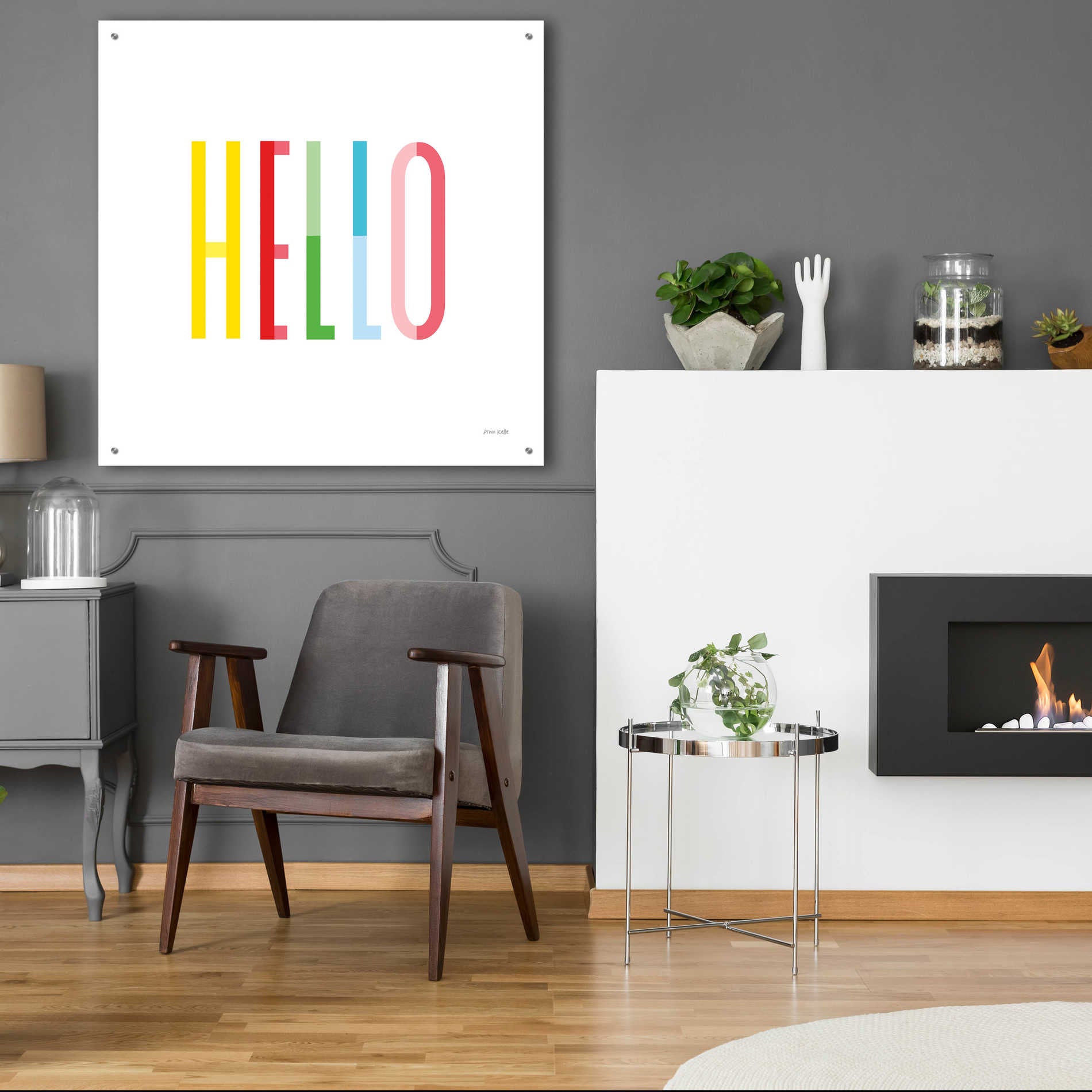 Epic Art 'Hello' by Ann Kelle Designs, Acrylic Glass Wall Art,36x36