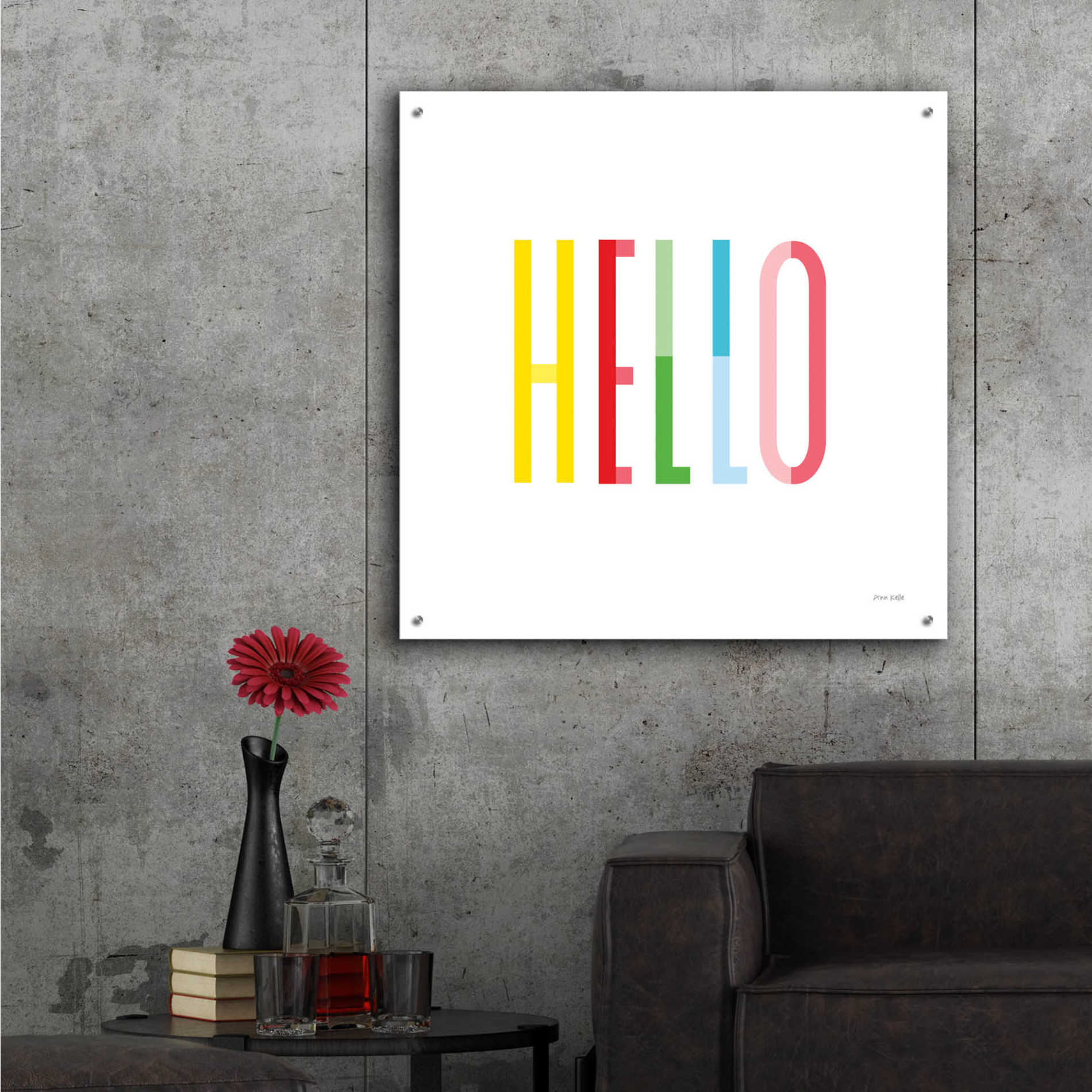 Epic Art 'Hello' by Ann Kelle Designs, Acrylic Glass Wall Art,36x36