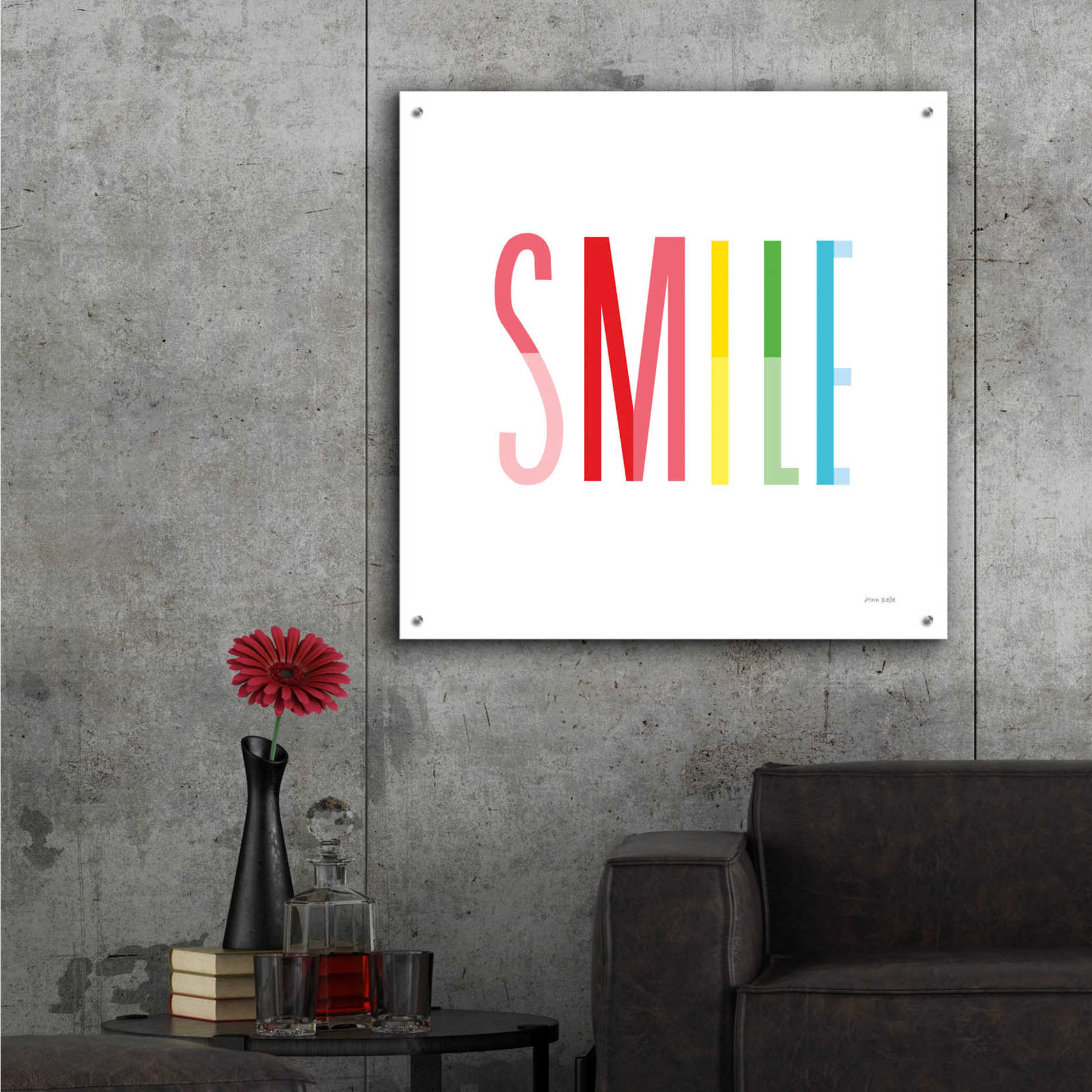 Epic Art 'Smile' by Ann Kelle Designs, Acrylic Glass Wall Art,36x36