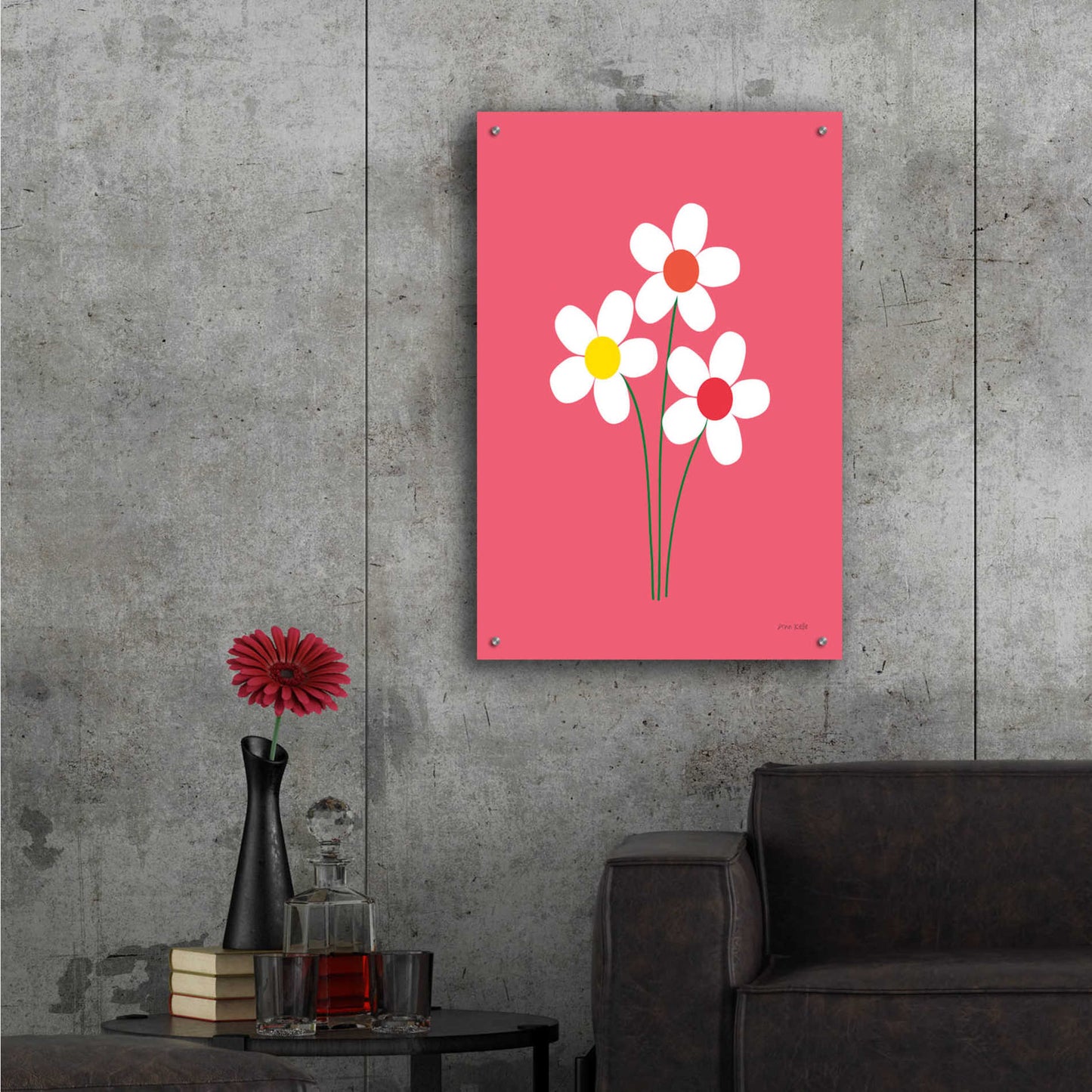 Epic Art 'Daisies I' by Ann Kelle Designs, Acrylic Glass Wall Art,24x36