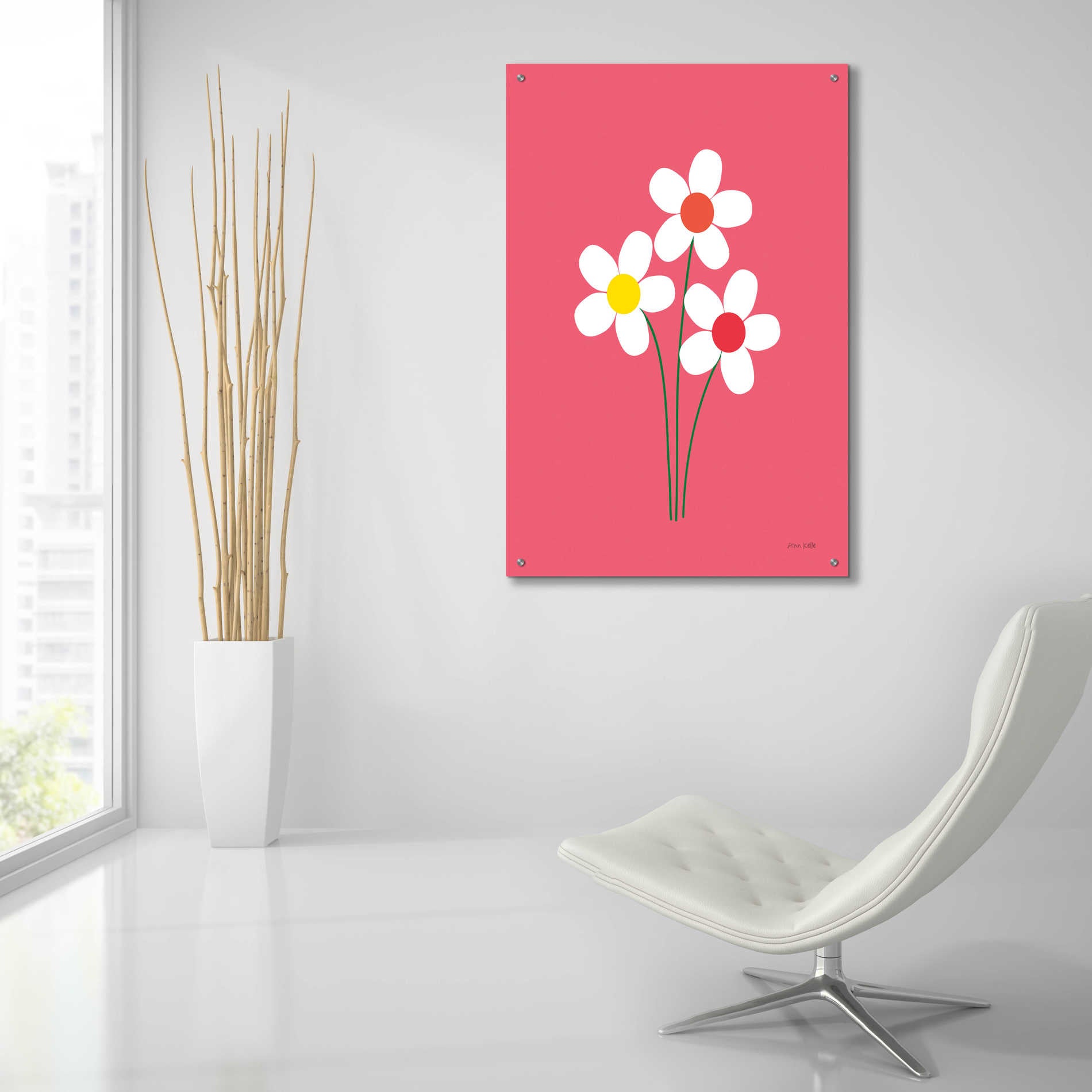 Epic Art 'Daisies I' by Ann Kelle Designs, Acrylic Glass Wall Art,24x36