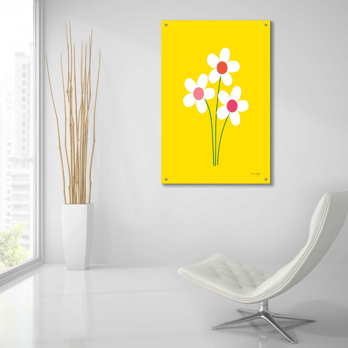 Epic Art 'Daisies II' by Ann Kelle Designs, Acrylic Glass Wall Art,24x36