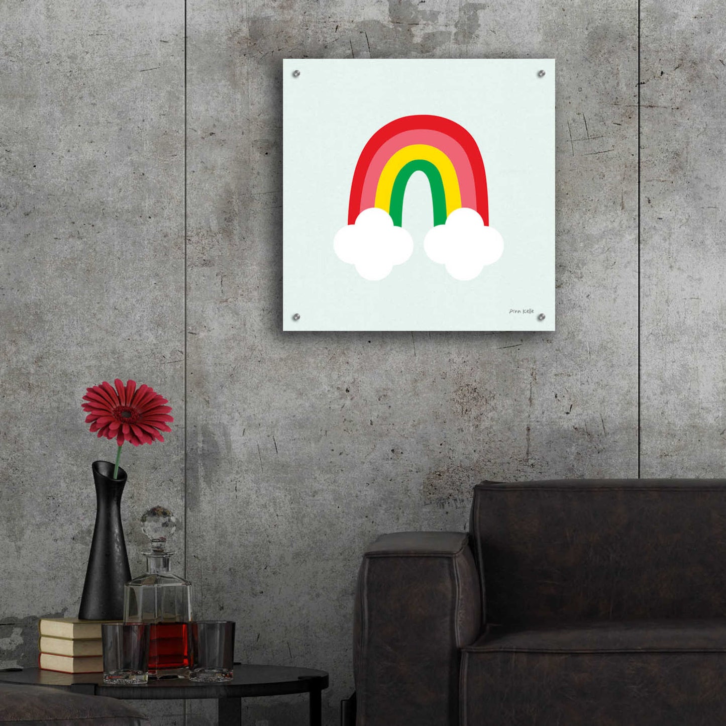 Epic Art 'Bright Rainbow I' by Ann Kelle Designs, Acrylic Glass Wall Art,24x24