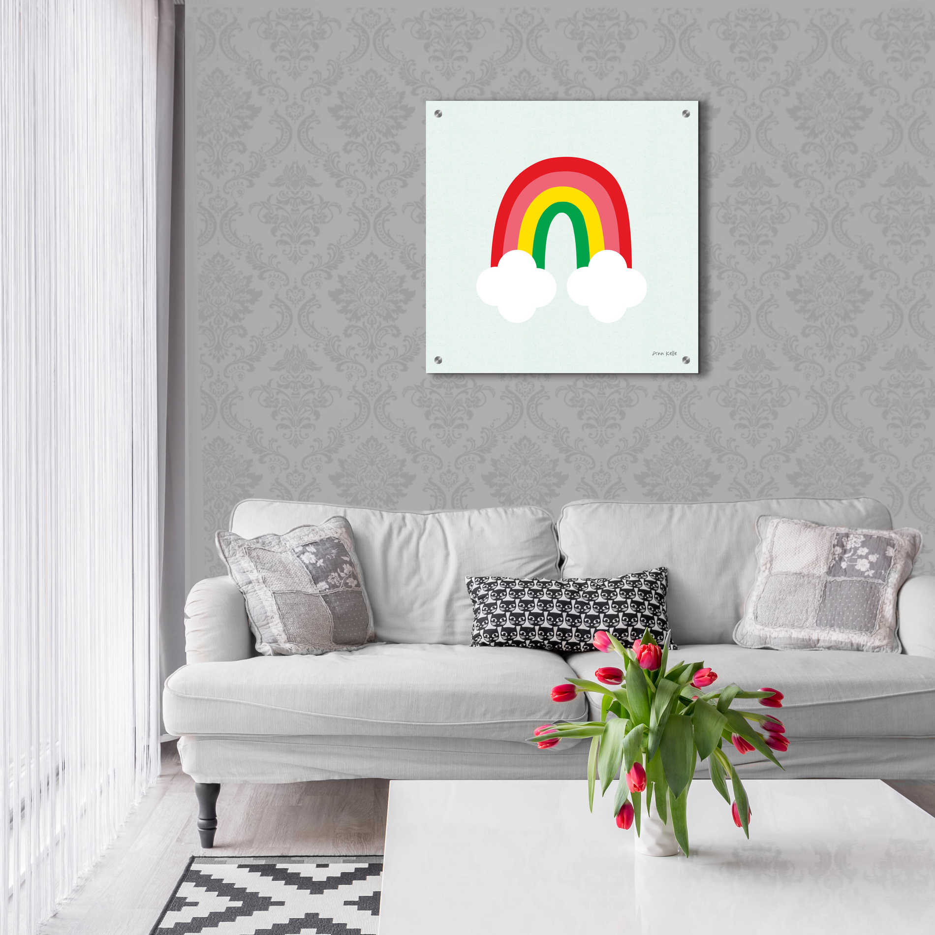 Epic Art 'Bright Rainbow I' by Ann Kelle Designs, Acrylic Glass Wall Art,24x24