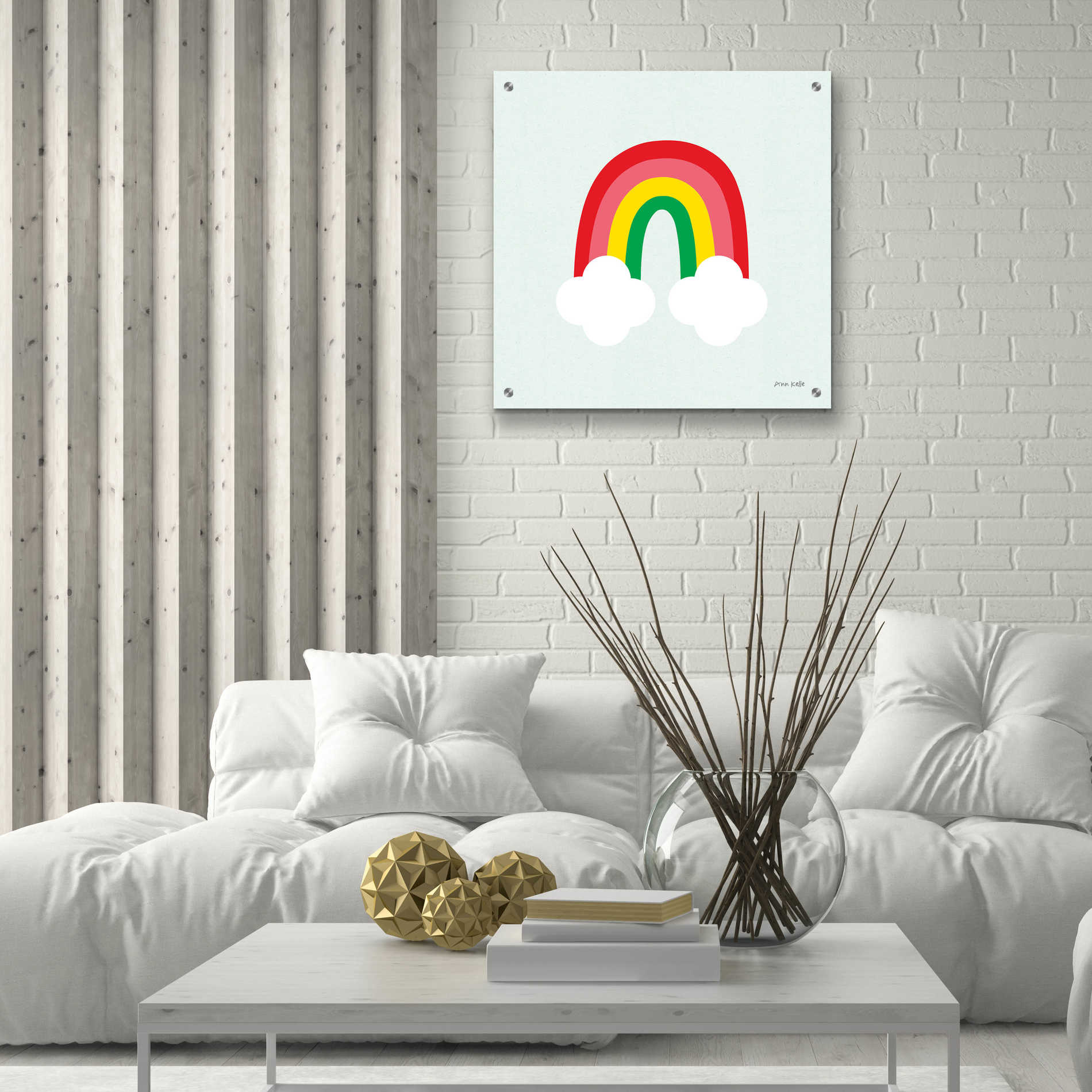 Epic Art 'Bright Rainbow I' by Ann Kelle Designs, Acrylic Glass Wall Art,24x24