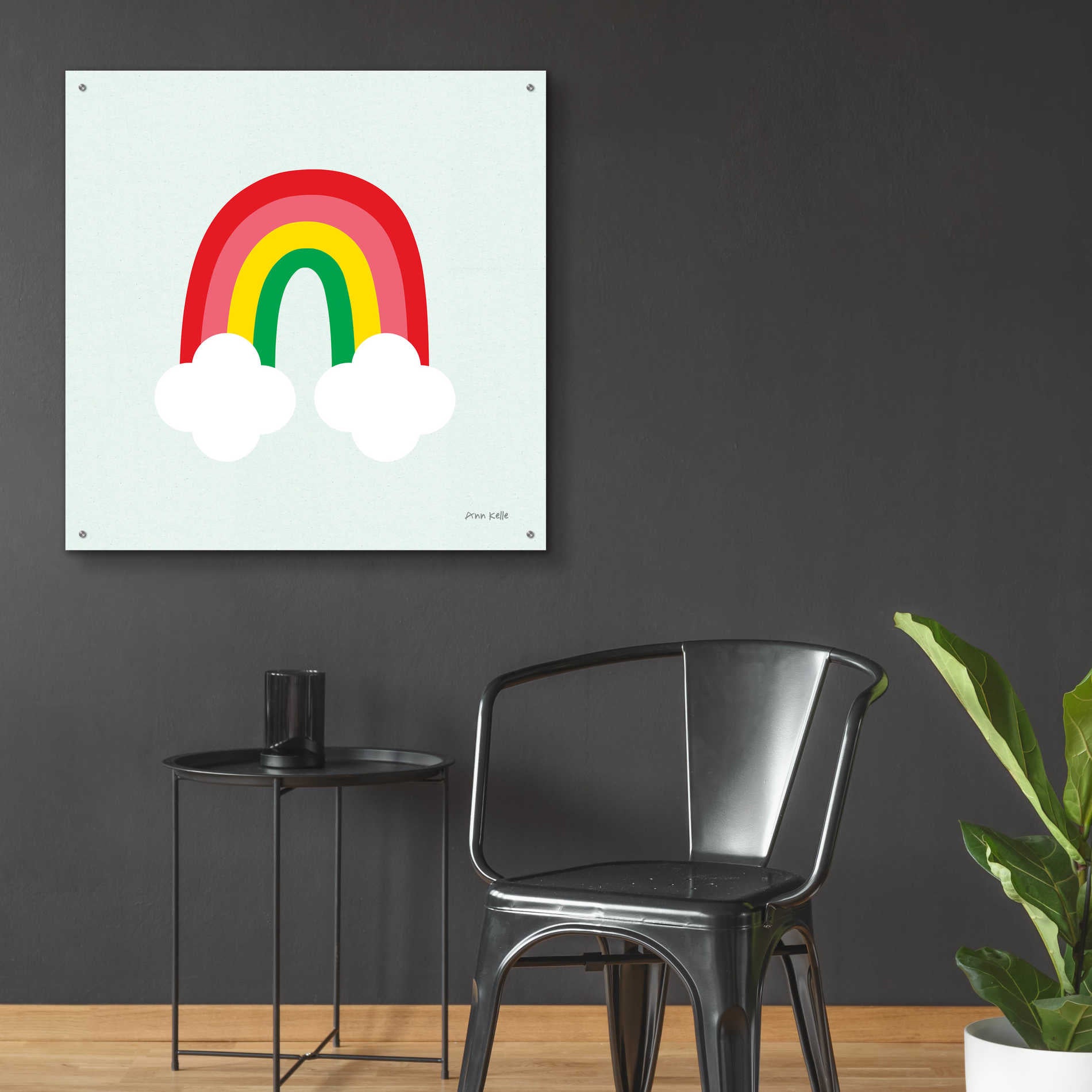 Epic Art 'Bright Rainbow I' by Ann Kelle Designs, Acrylic Glass Wall Art,36x36