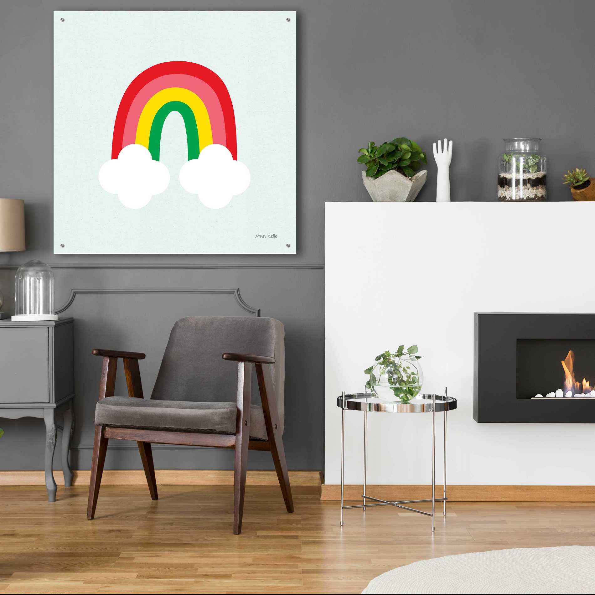 Epic Art 'Bright Rainbow I' by Ann Kelle Designs, Acrylic Glass Wall Art,36x36