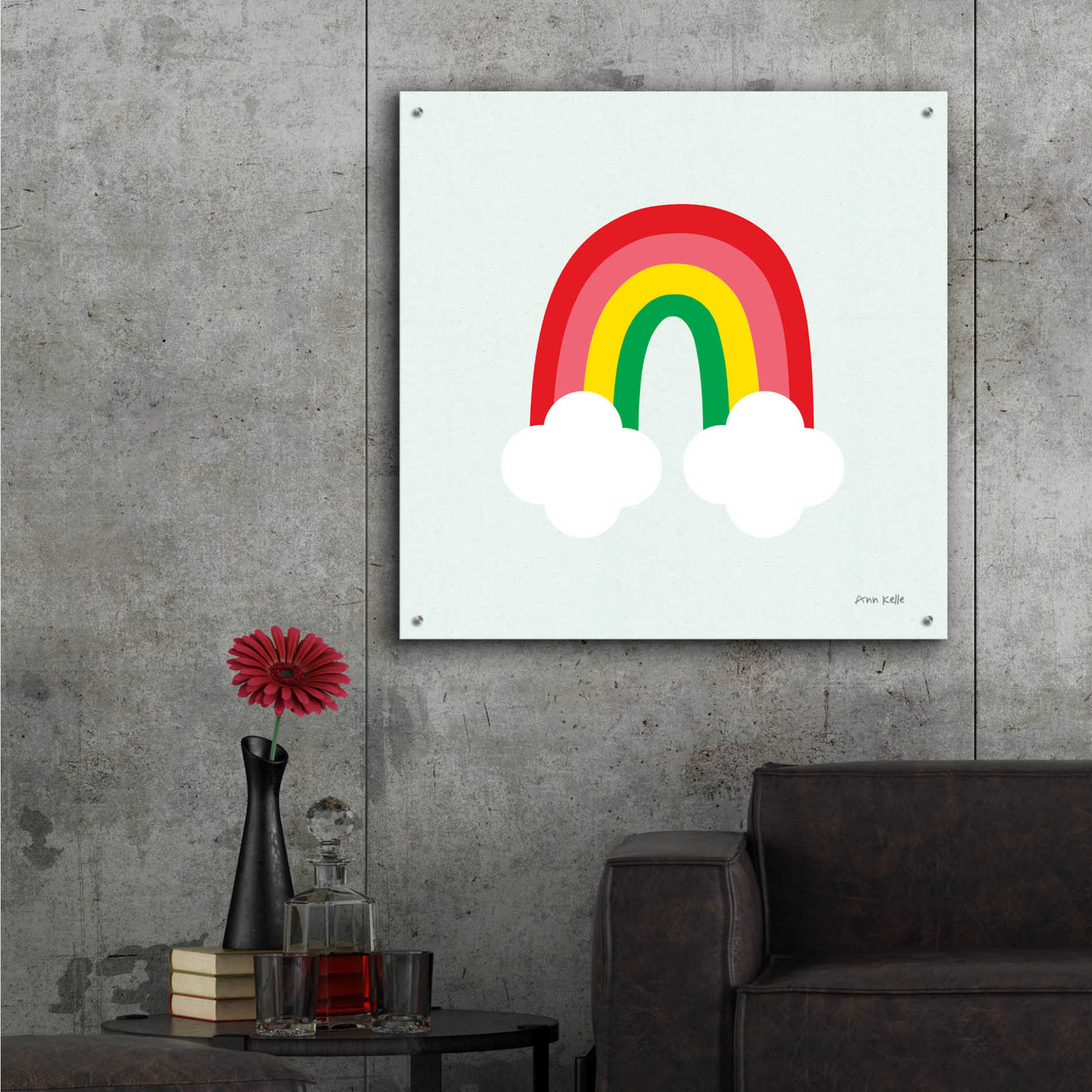 Epic Art 'Bright Rainbow I' by Ann Kelle Designs, Acrylic Glass Wall Art,36x36