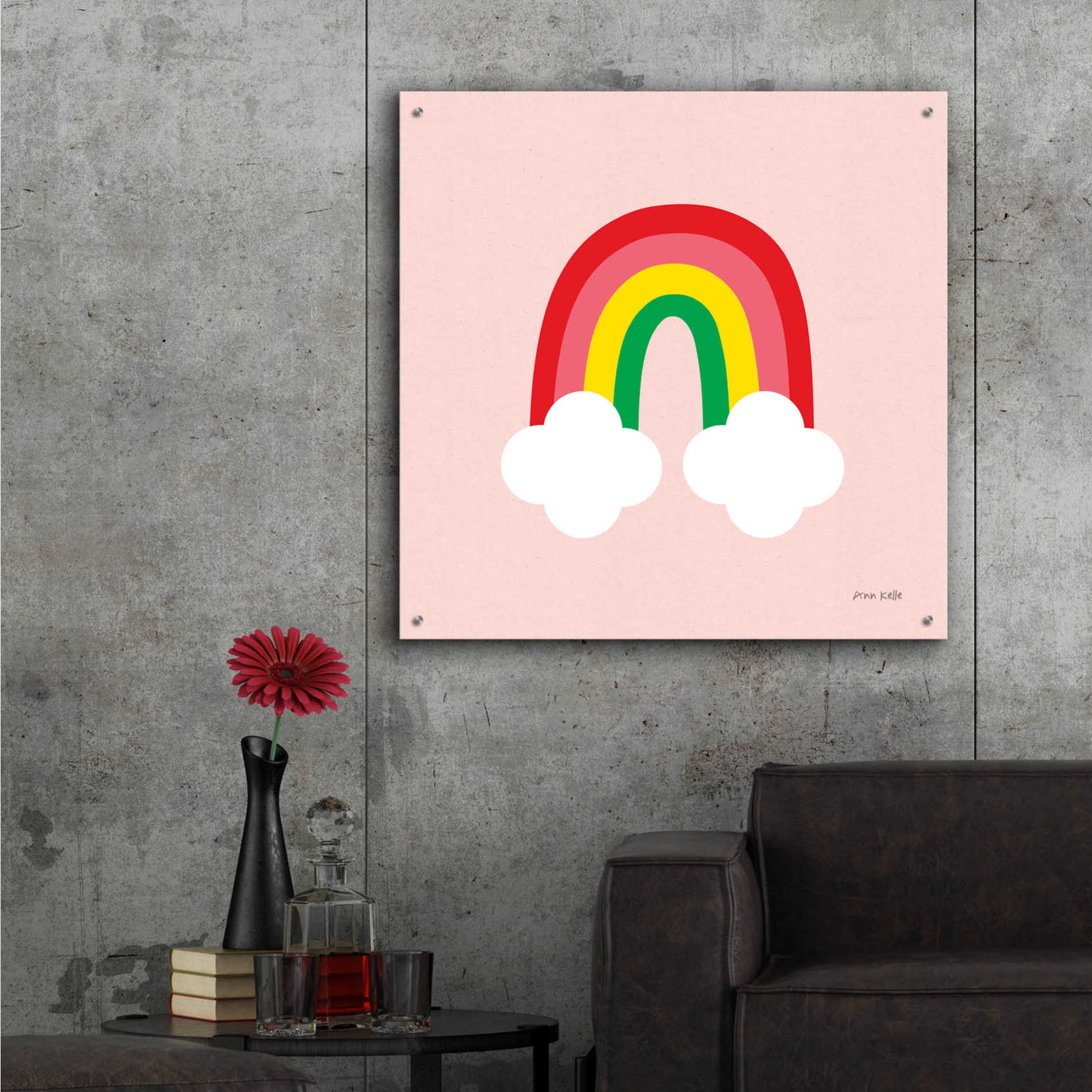 Epic Art 'Bright Rainbow II' by Ann Kelle Designs, Acrylic Glass Wall Art,36x36