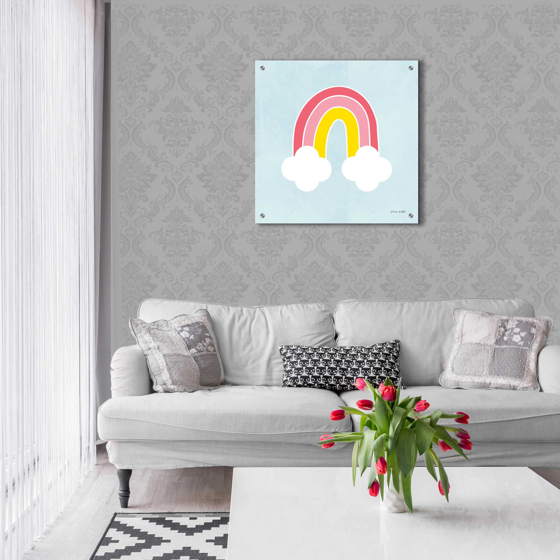 Epic Art 'Her Rainbow' by Ann Kelle Designs, Acrylic Glass Wall Art,24x24