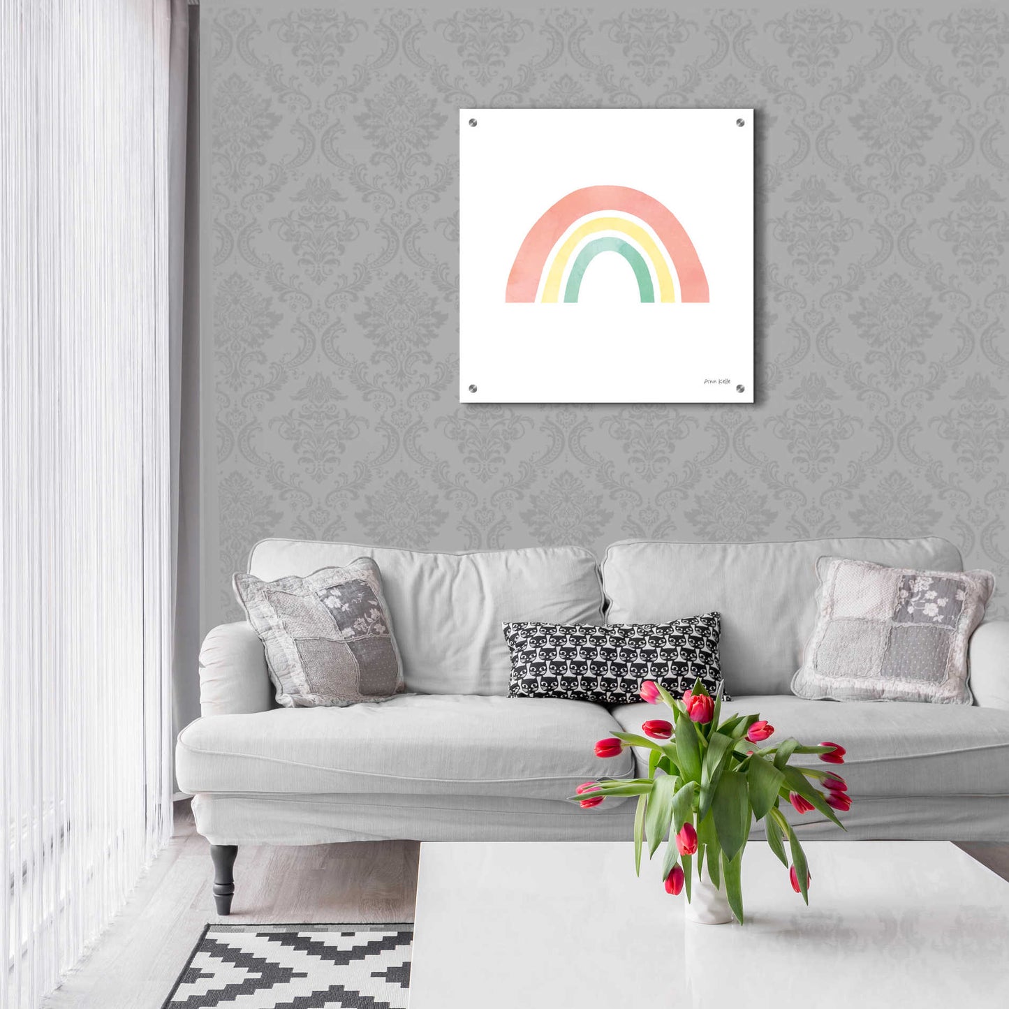 Epic Art 'Pastel Rainbow I' by Ann Kelle Designs, Acrylic Glass Wall Art,24x24