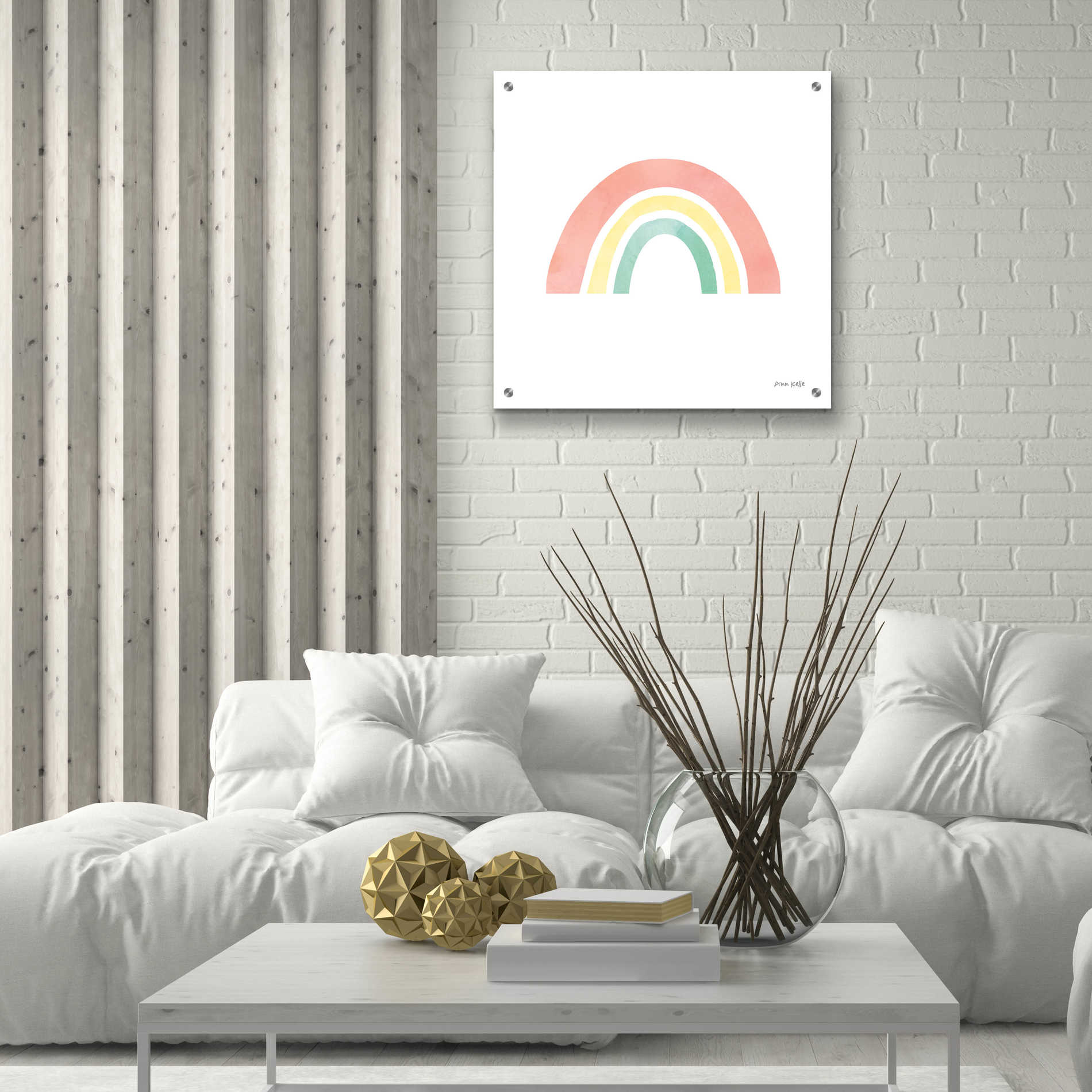 Epic Art 'Pastel Rainbow I' by Ann Kelle Designs, Acrylic Glass Wall Art,24x24