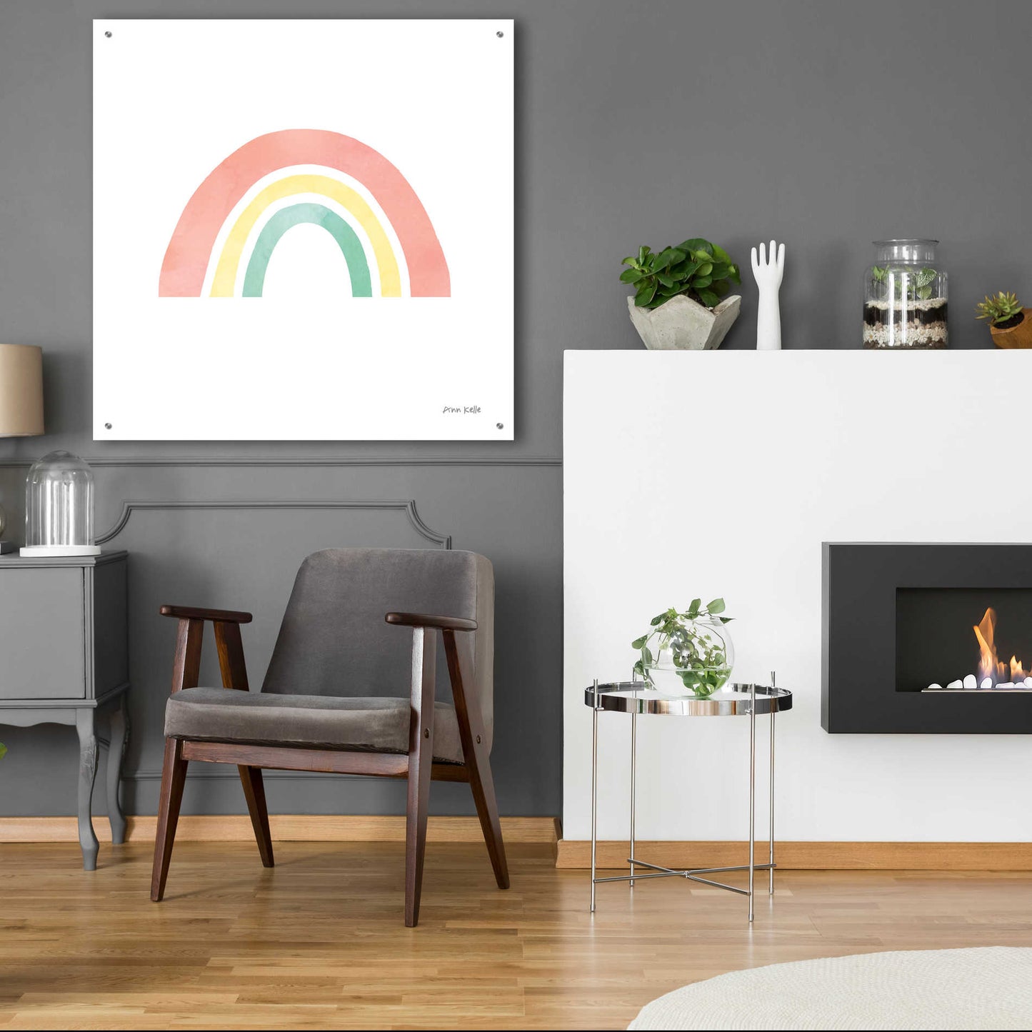 Epic Art 'Pastel Rainbow I' by Ann Kelle Designs, Acrylic Glass Wall Art,36x36