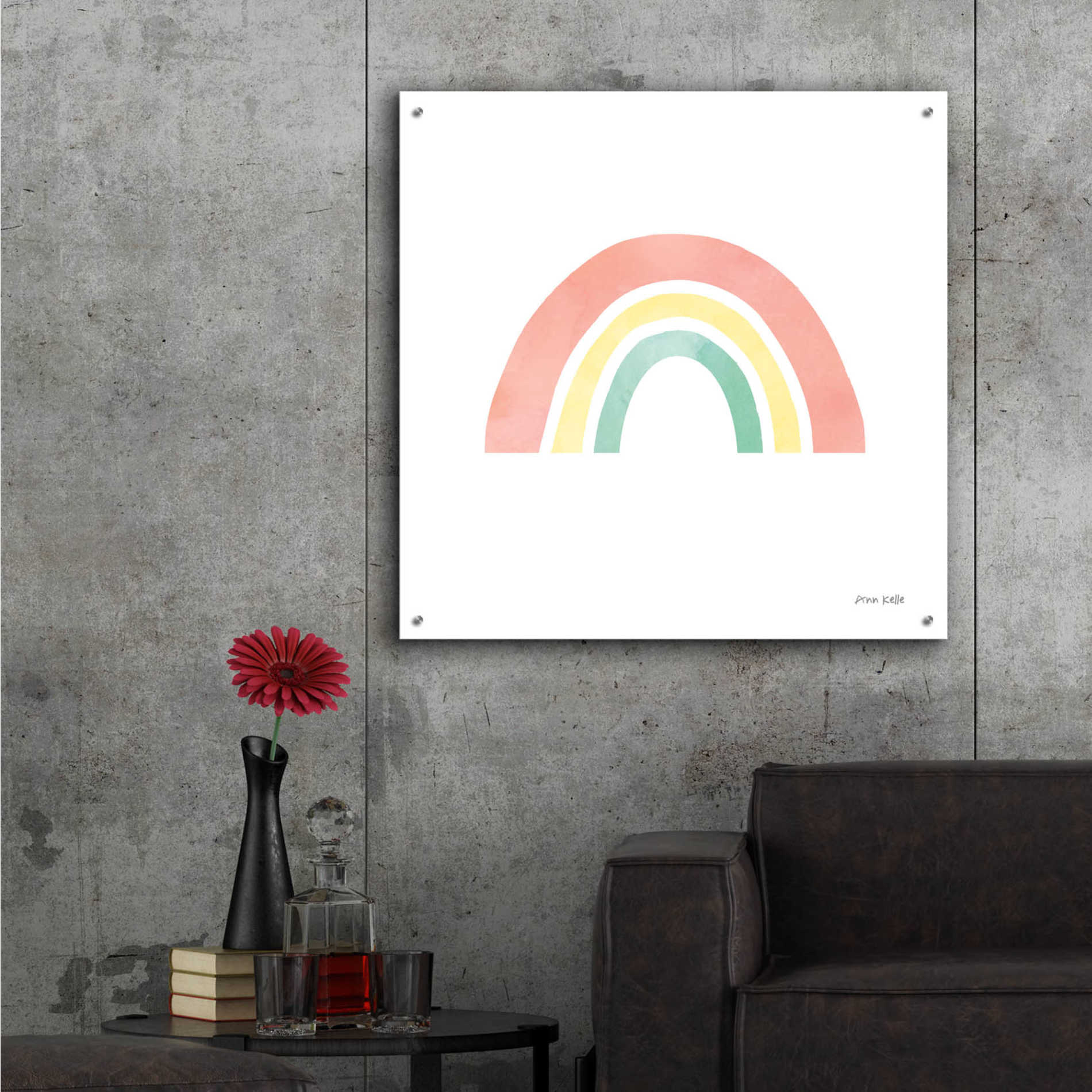 Epic Art 'Pastel Rainbow I' by Ann Kelle Designs, Acrylic Glass Wall Art,36x36