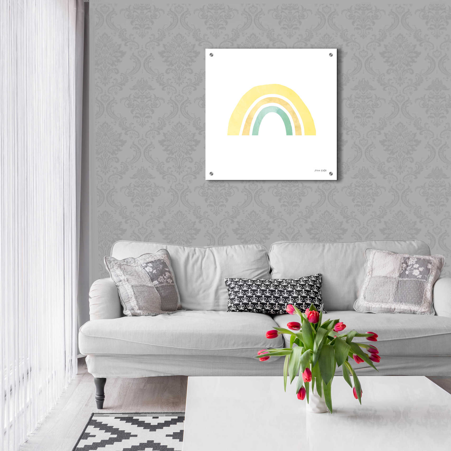 Epic Art 'Pastel Rainbow II' by Ann Kelle Designs, Acrylic Glass Wall Art,24x24