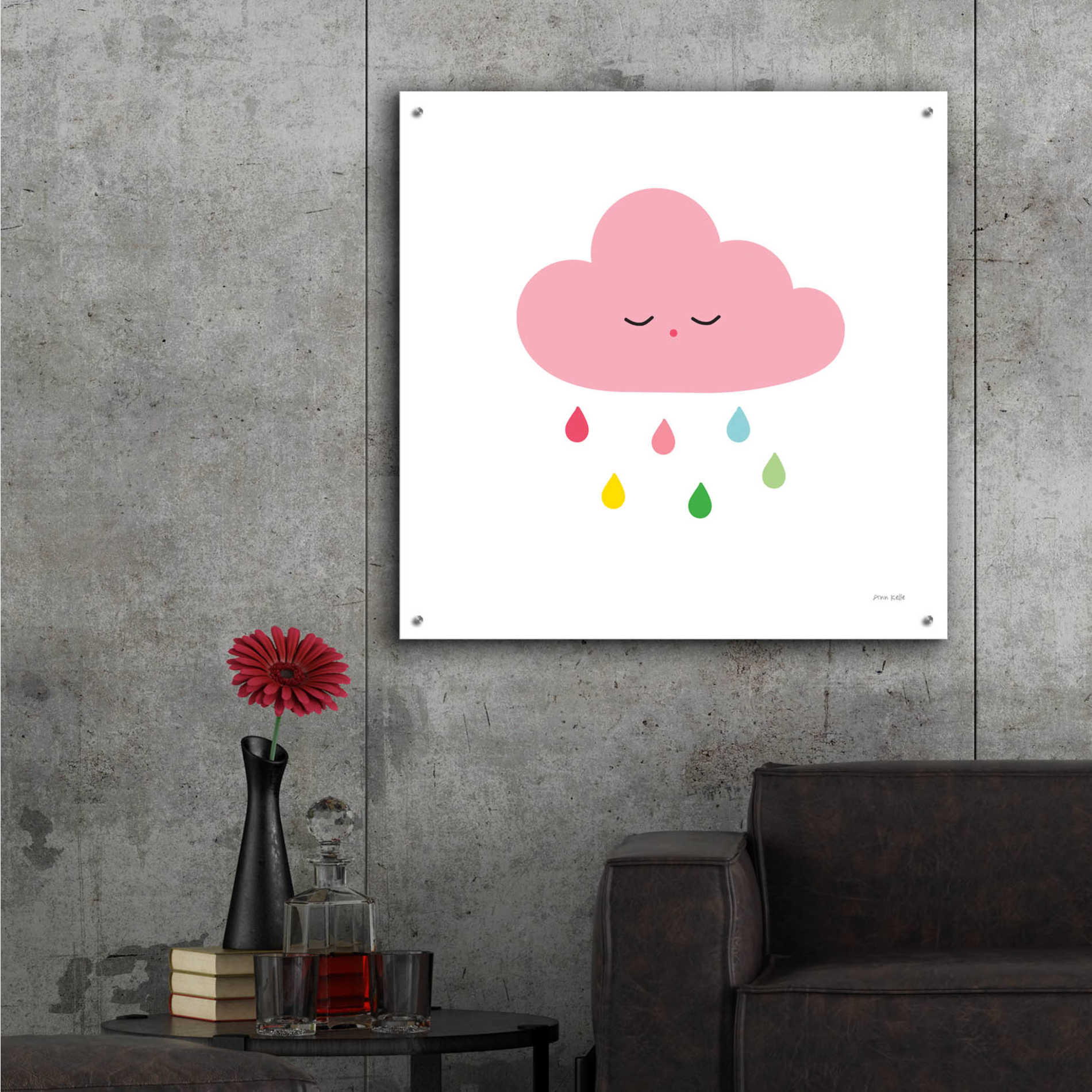 Epic Art 'Sleepy Cloud II' by Ann Kelle Designs, Acrylic Glass Wall Art,36x36