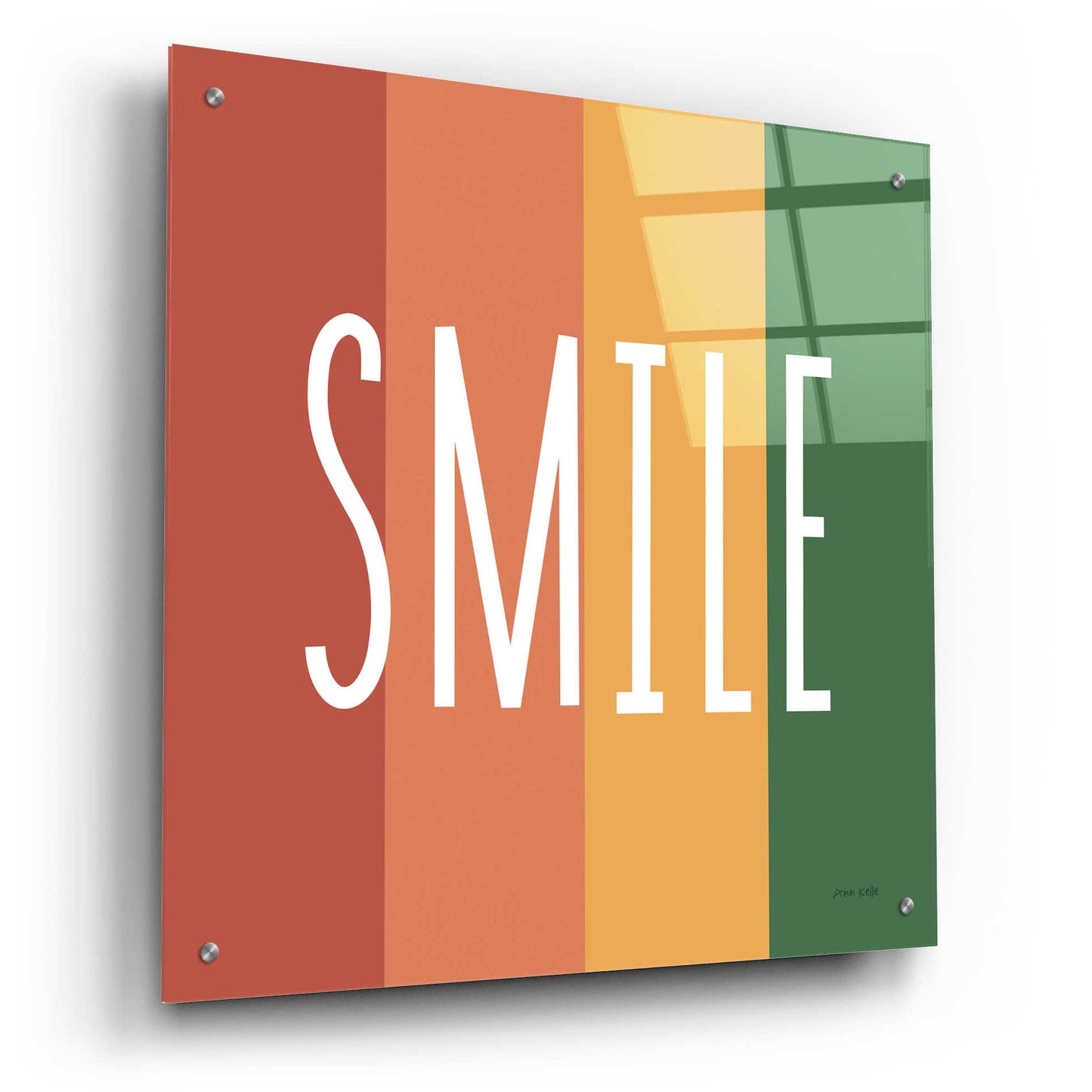 Epic Art 'Smile Rainbow Retro' by Ann Kelle Designs, Acrylic Glass Wall Art,24x24
