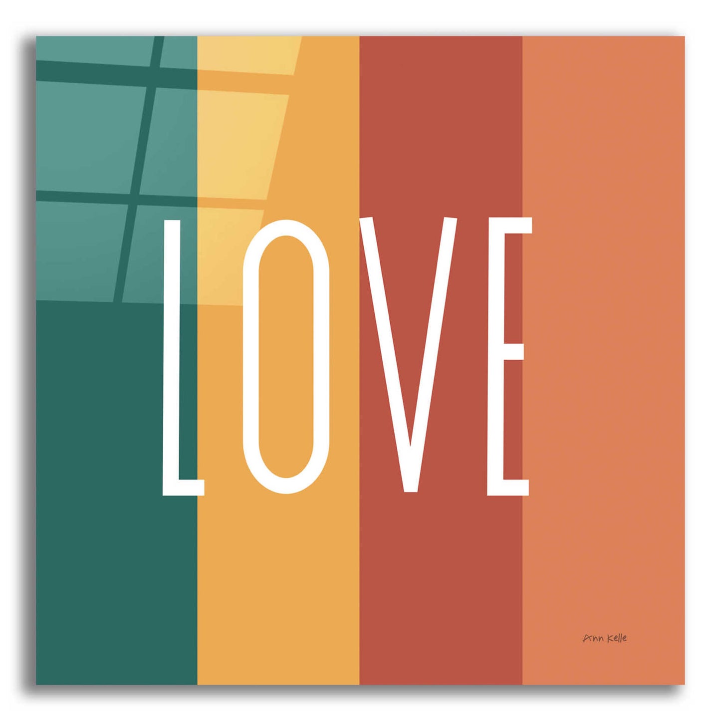 Epic Art 'Love Rainbow Retro' by Ann Kelle Designs, Acrylic Glass Wall Art,12x12